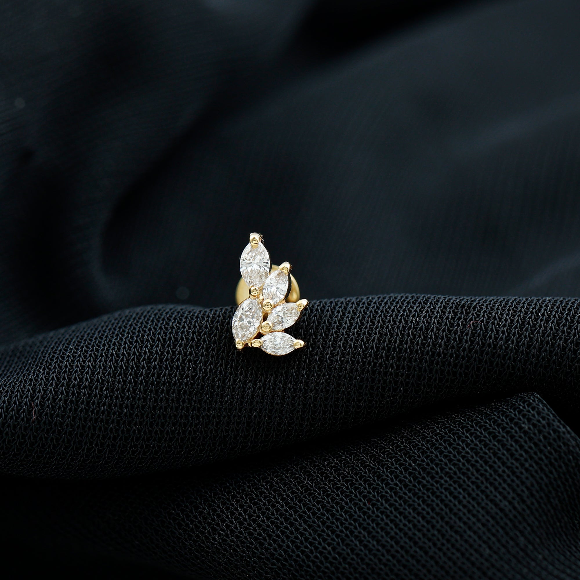 Nature Inspired Marquise Diamond Cluster Earring for Helix Lab - ( EF-VS ) - Rosec Jewels