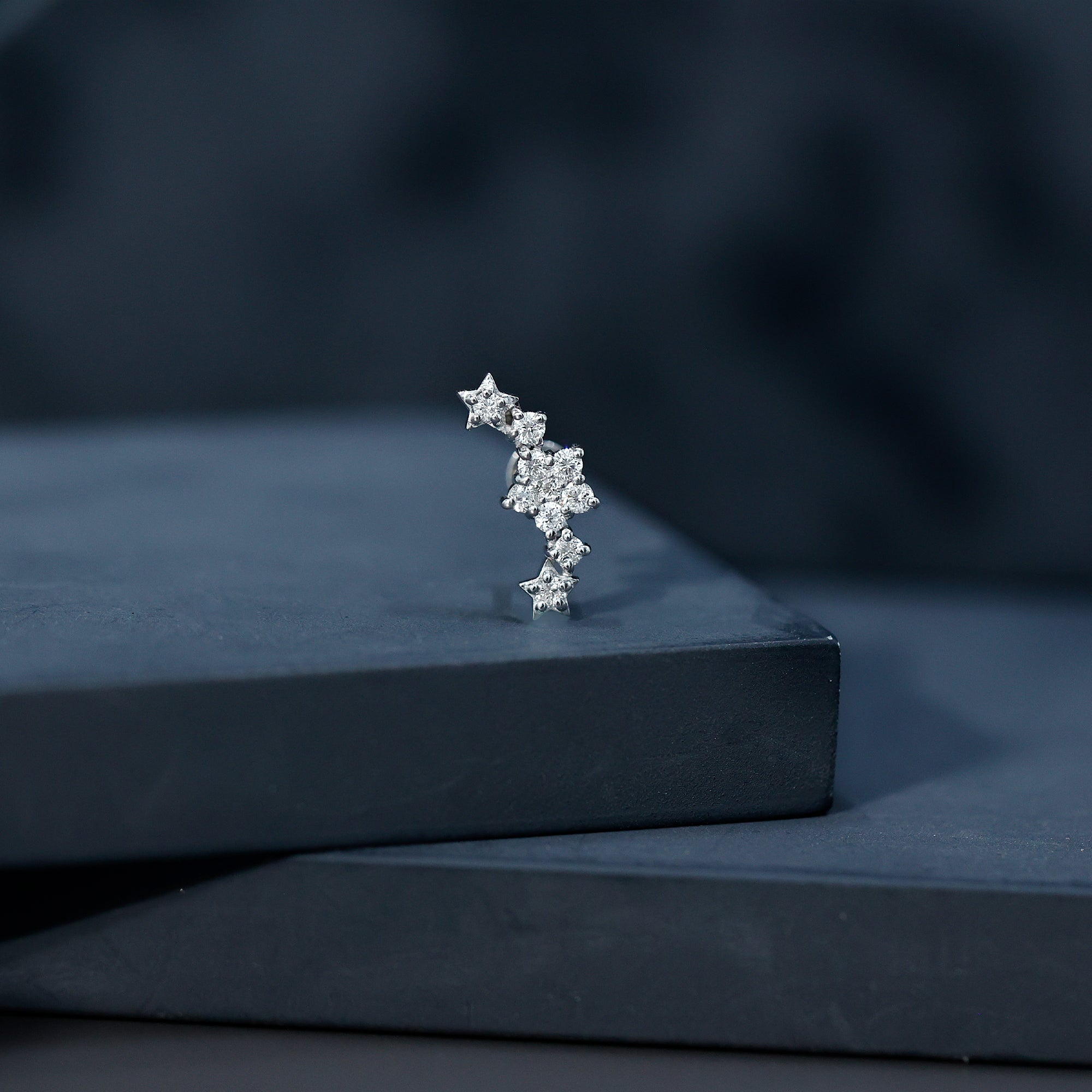 Brilliant Cut Diamond Star Ear Crawler Earring Lab - ( EF-VS ) - Rosec Jewels