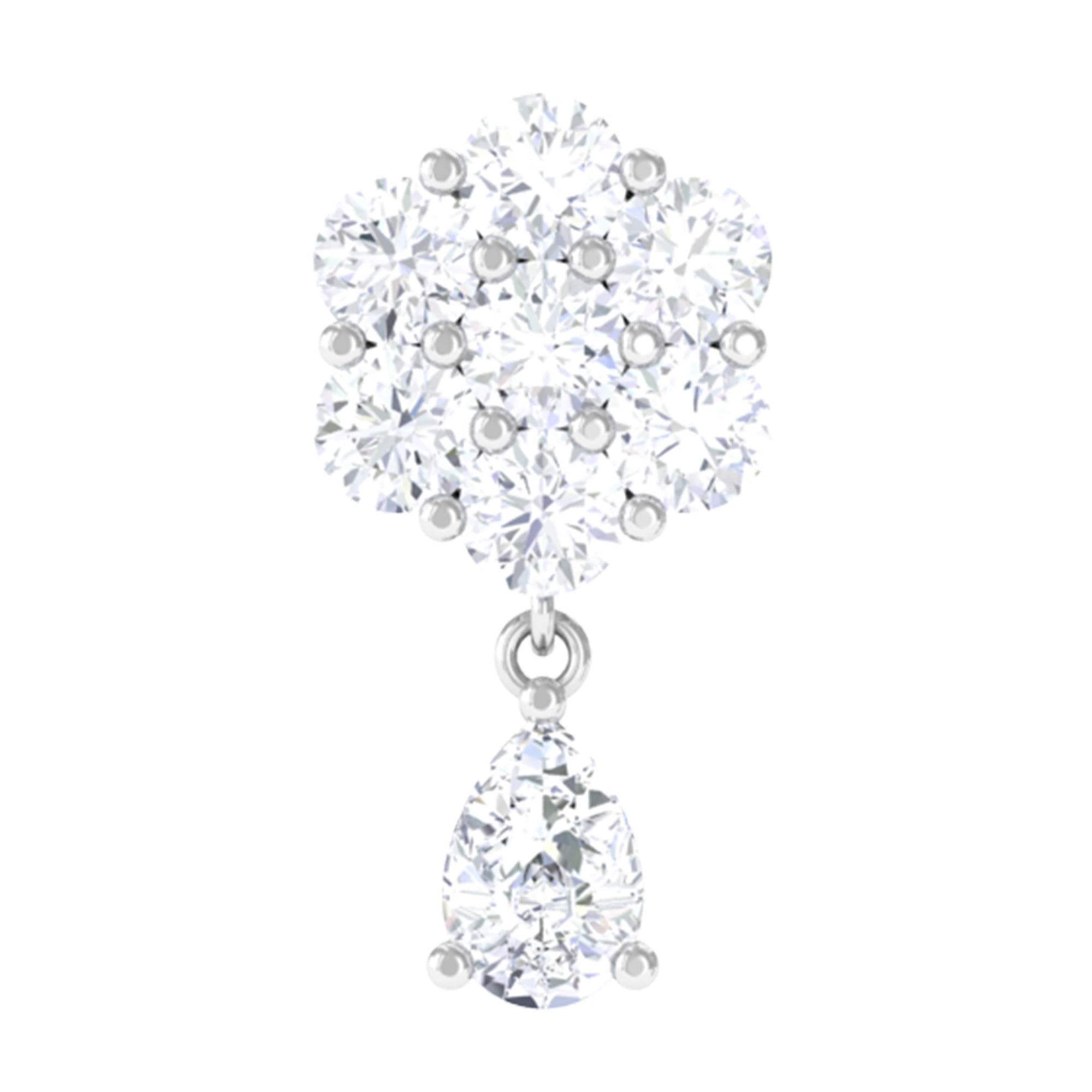 Elegant Diamond Flower Cartilage Drop Earring Lab - ( EF-VS ) - Rosec Jewels