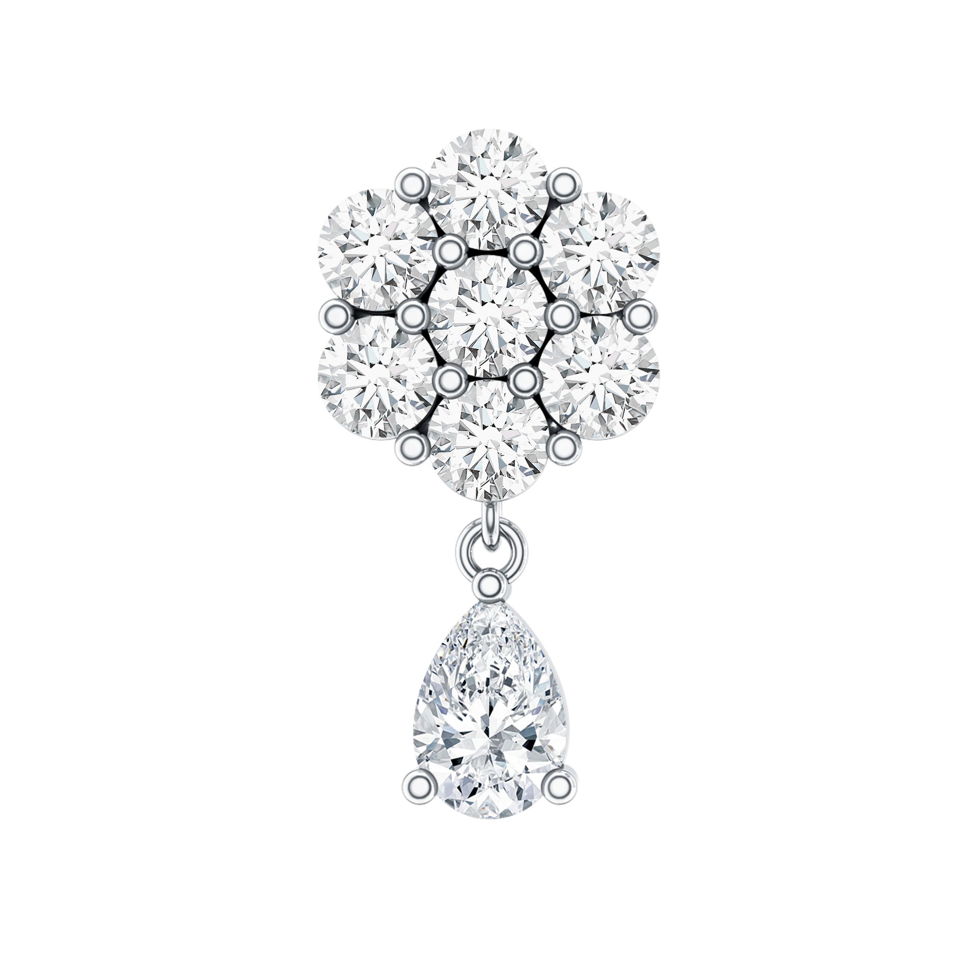 Elegant Diamond Flower Cartilage Drop Earring Lab - ( EF-VS ) - Rosec Jewels