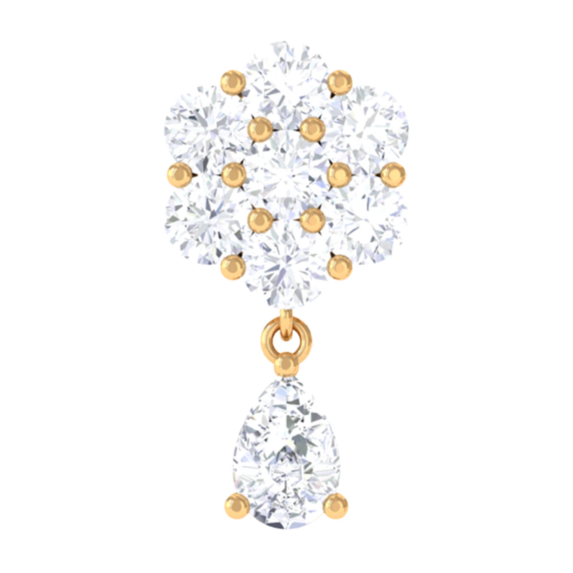 Elegant Diamond Flower Cartilage Drop Earring Lab - ( EF-VS ) - Rosec Jewels