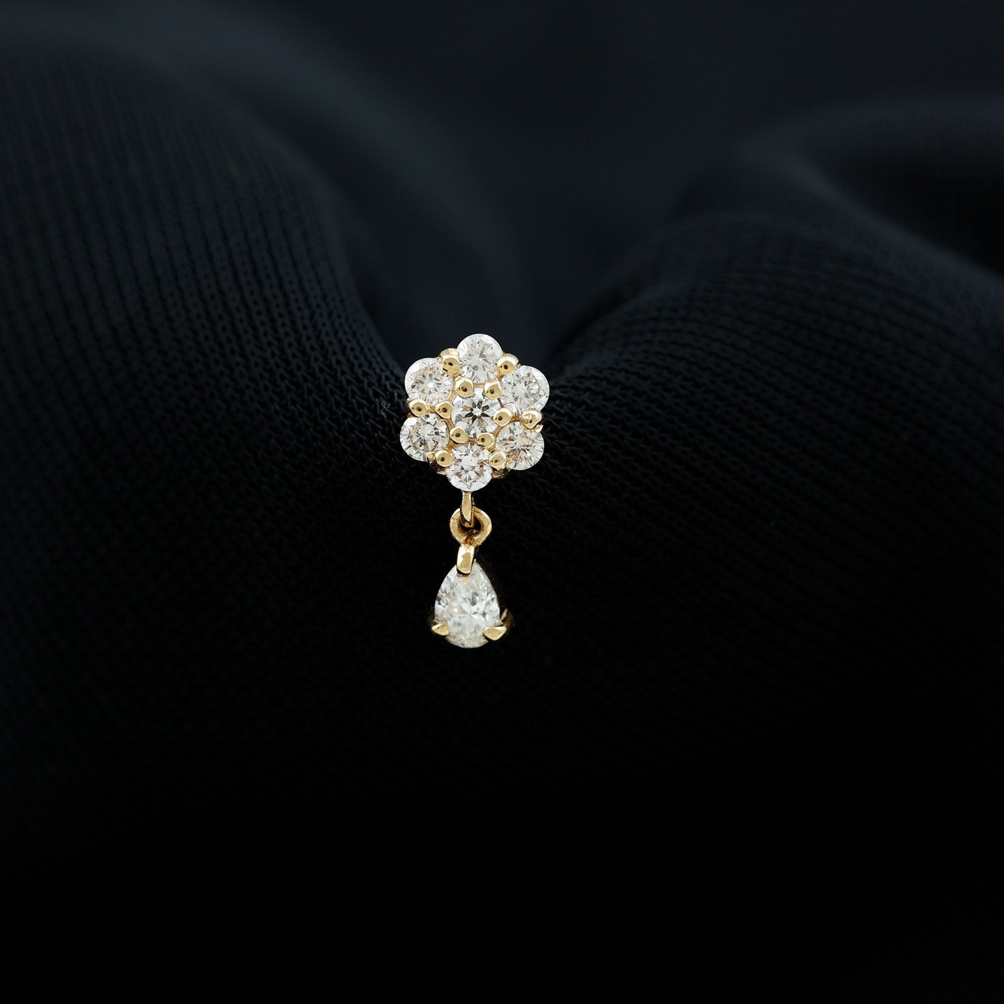 Elegant Diamond Flower Cartilage Drop Earring Lab - ( EF-VS ) - Rosec Jewels
