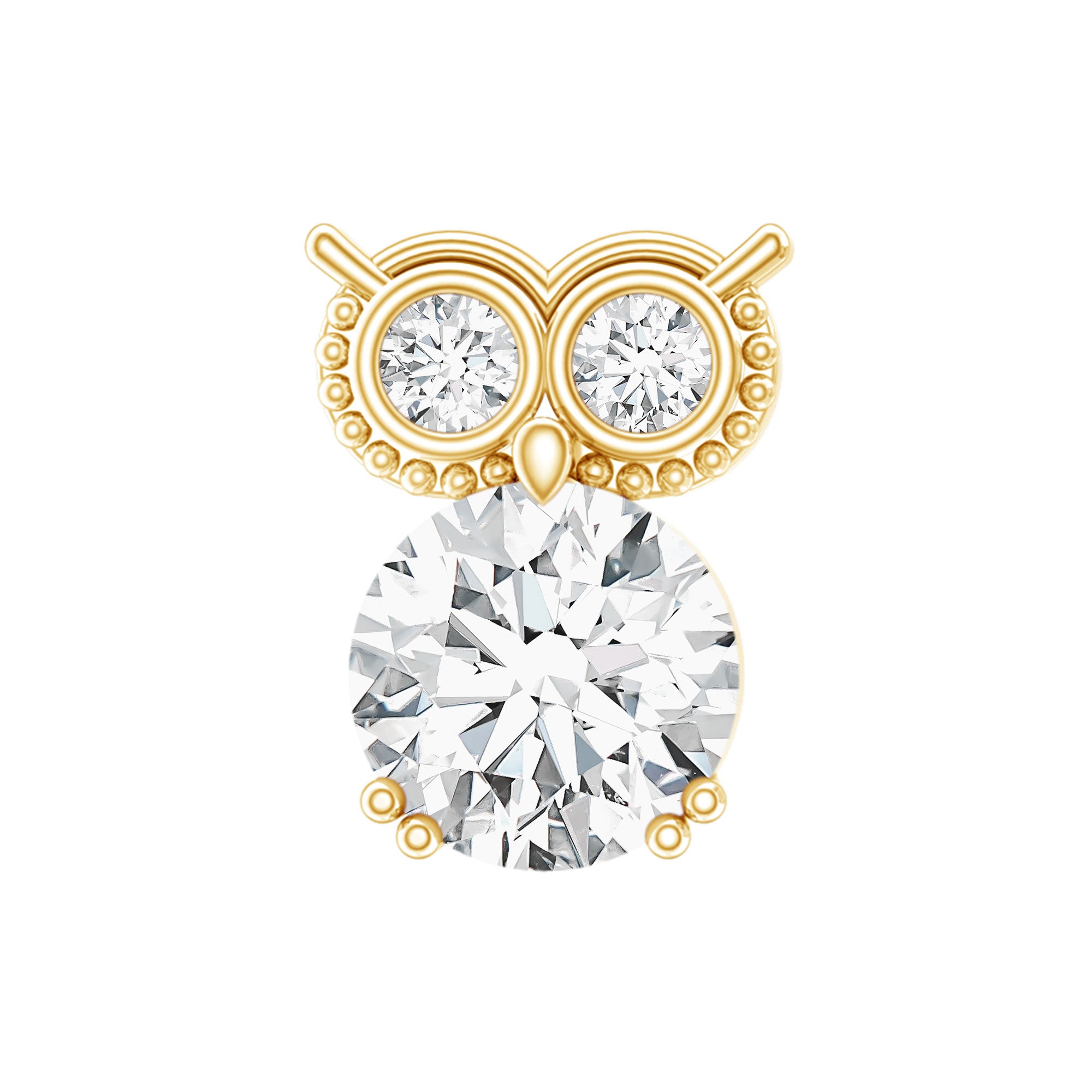 Diamond Owl Earring for Cartilage Piercing Lab - ( EF-VS ) - Rosec Jewels