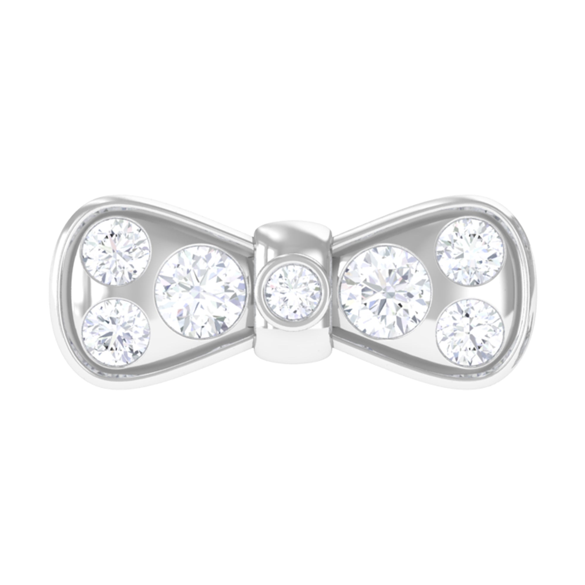 Diamonds Bow Cartilage Piercing Earring Lab - ( EF-VS ) - Rosec Jewels