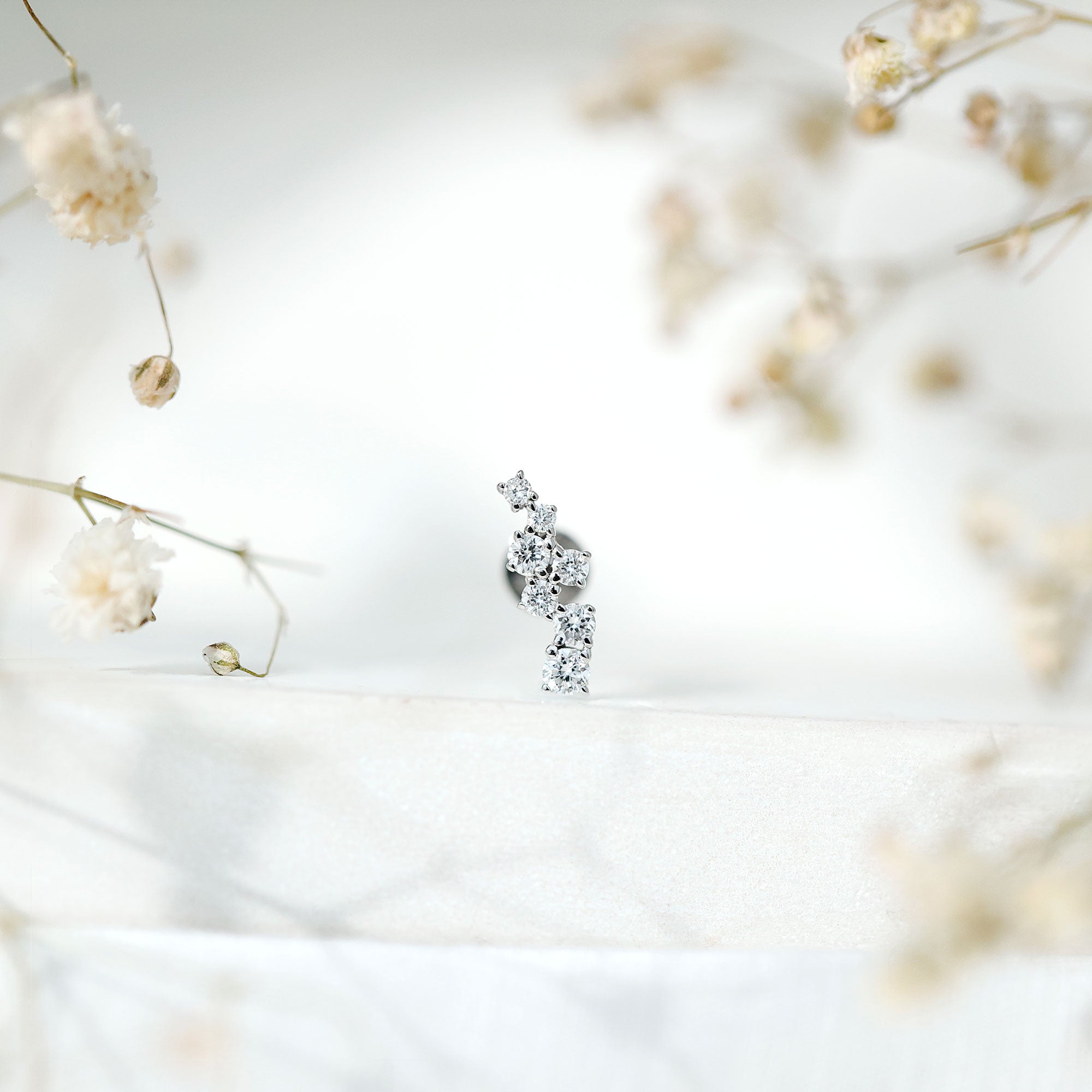 Simple Diamond Helix Piercing Earring with Flat Back Lab - ( EF-VS ) - Rosec Jewels