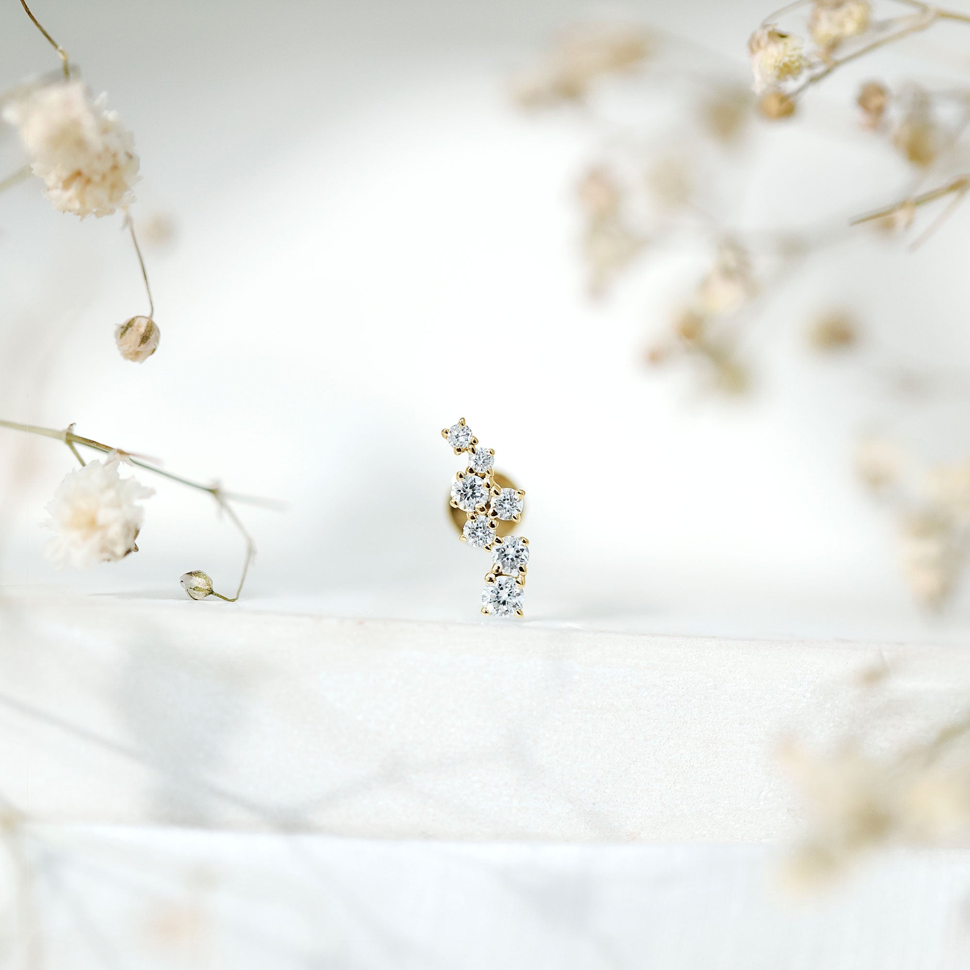 Simple Diamond Helix Piercing Earring with Flat Back Lab - ( EF-VS ) - Rosec Jewels