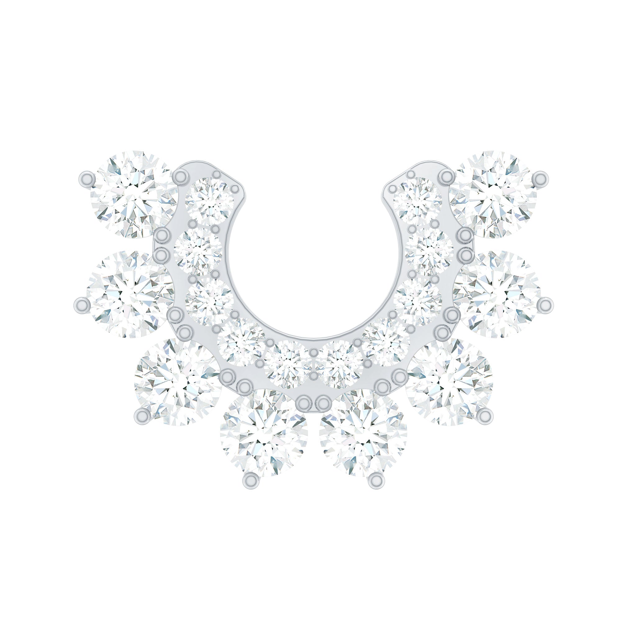 Real Diamond Horseshoe Earring for Helix Piercing Lab - ( EF-VS ) - Rosec Jewels