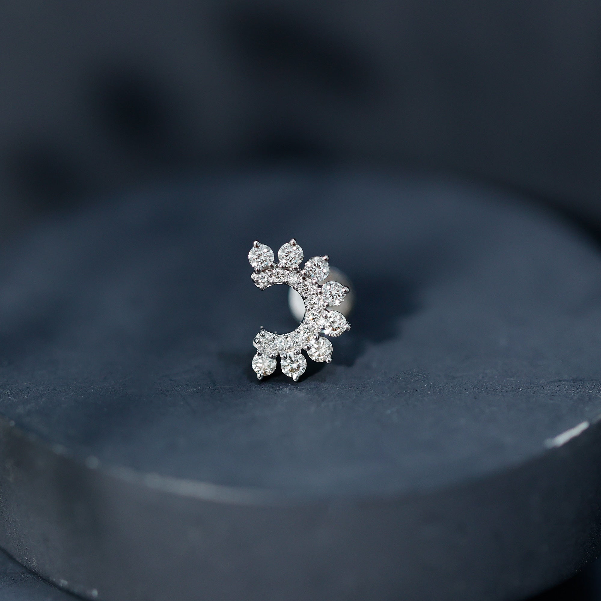 Real Diamond Horseshoe Earring for Helix Piercing Lab - ( EF-VS ) - Rosec Jewels
