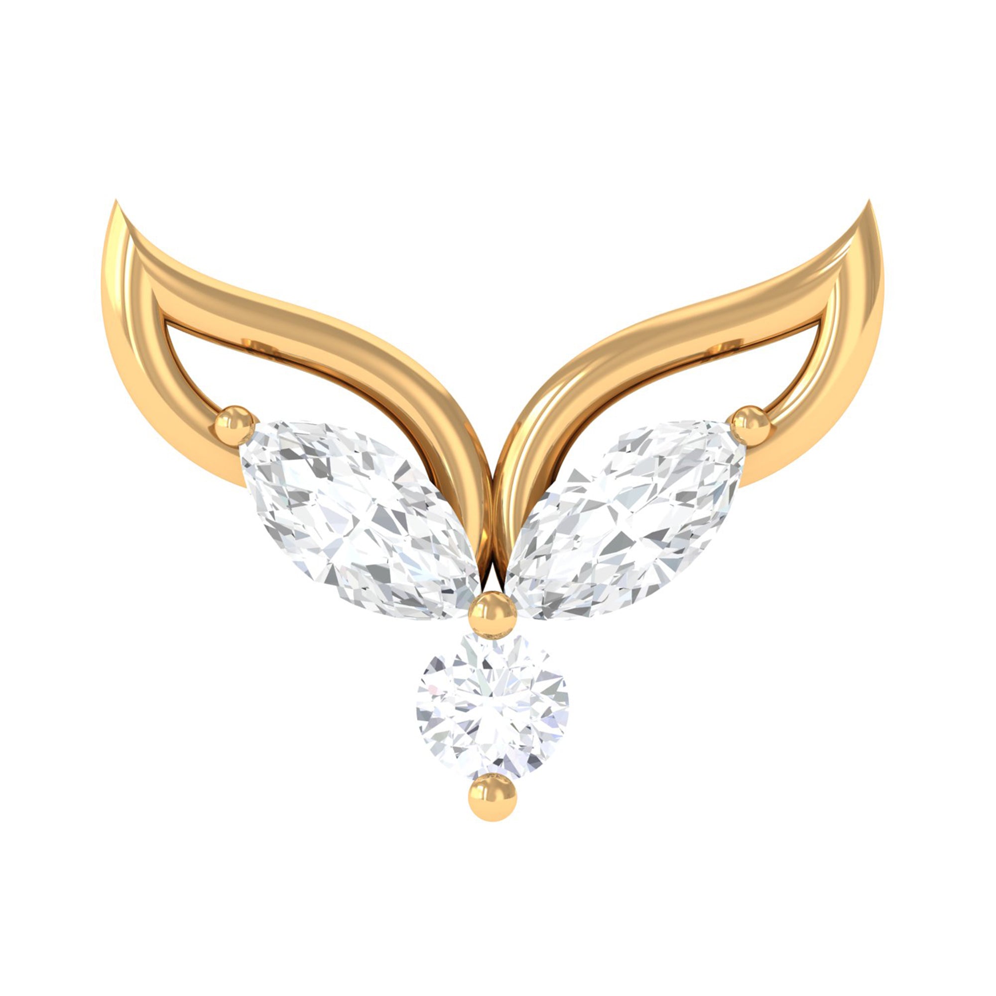 Marquise Diamond Leaf Earring for Cartilage Piercing Lab - ( EF-VS ) - Rosec Jewels