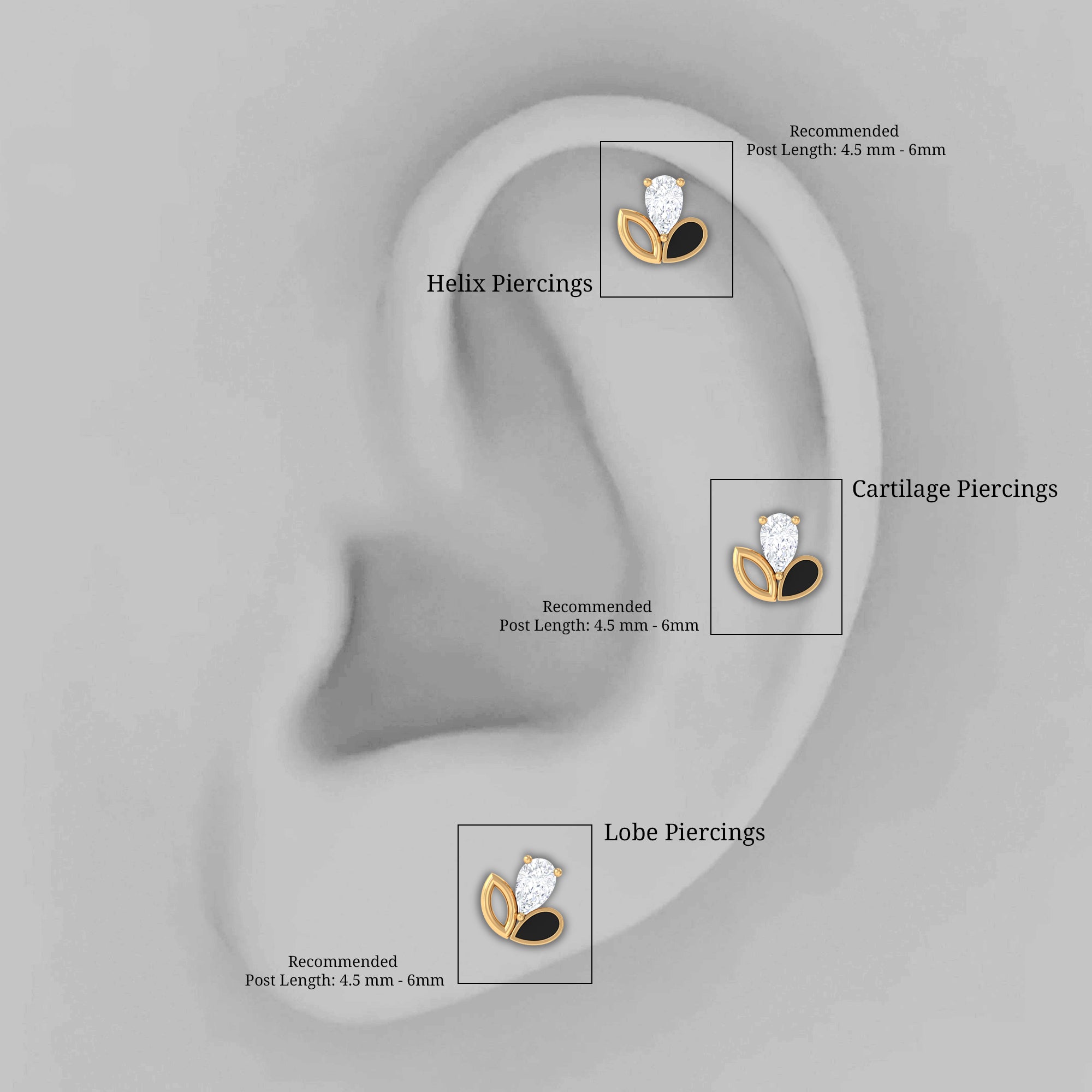 Pear Shape Diamond Leaf Earring for Helix Piercing Lab - ( EF-VS ) - Rosec Jewels