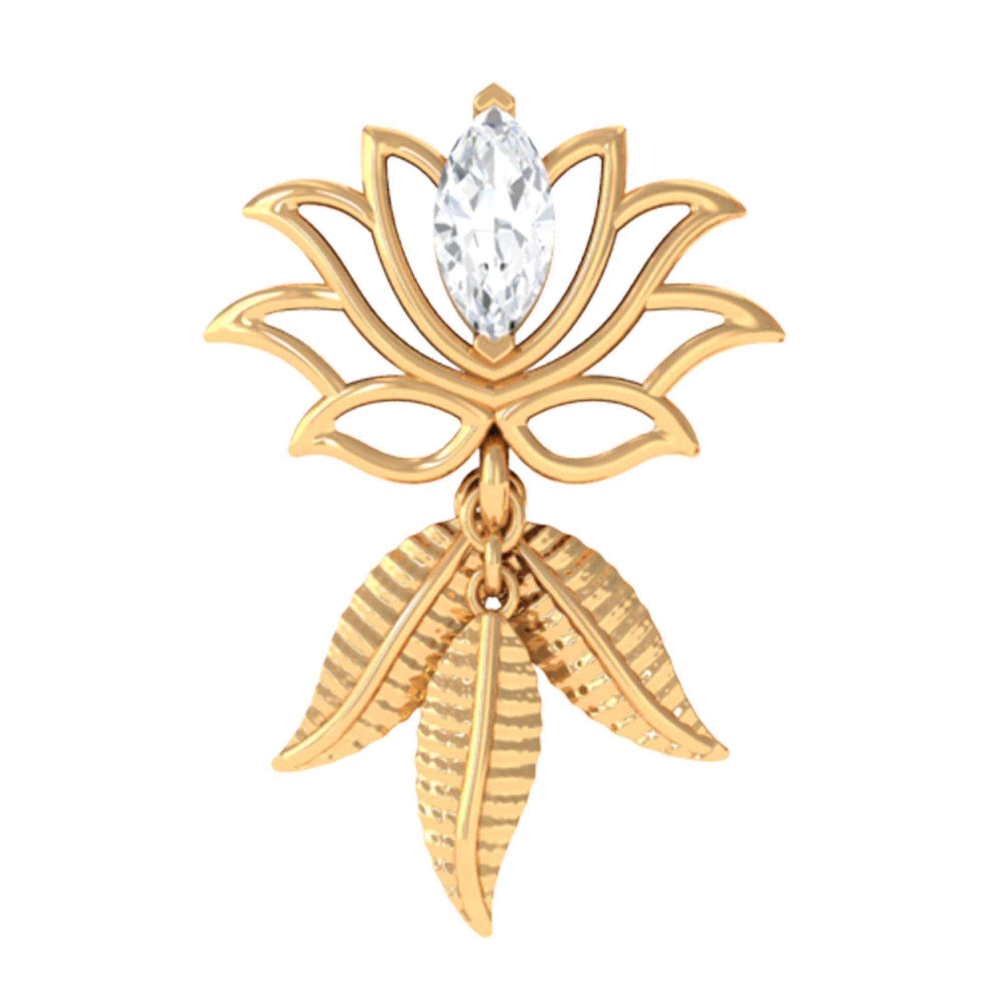 Marquise Diamond Lotus Flower Drop Earring Lab - ( EF-VS ) - Rosec Jewels