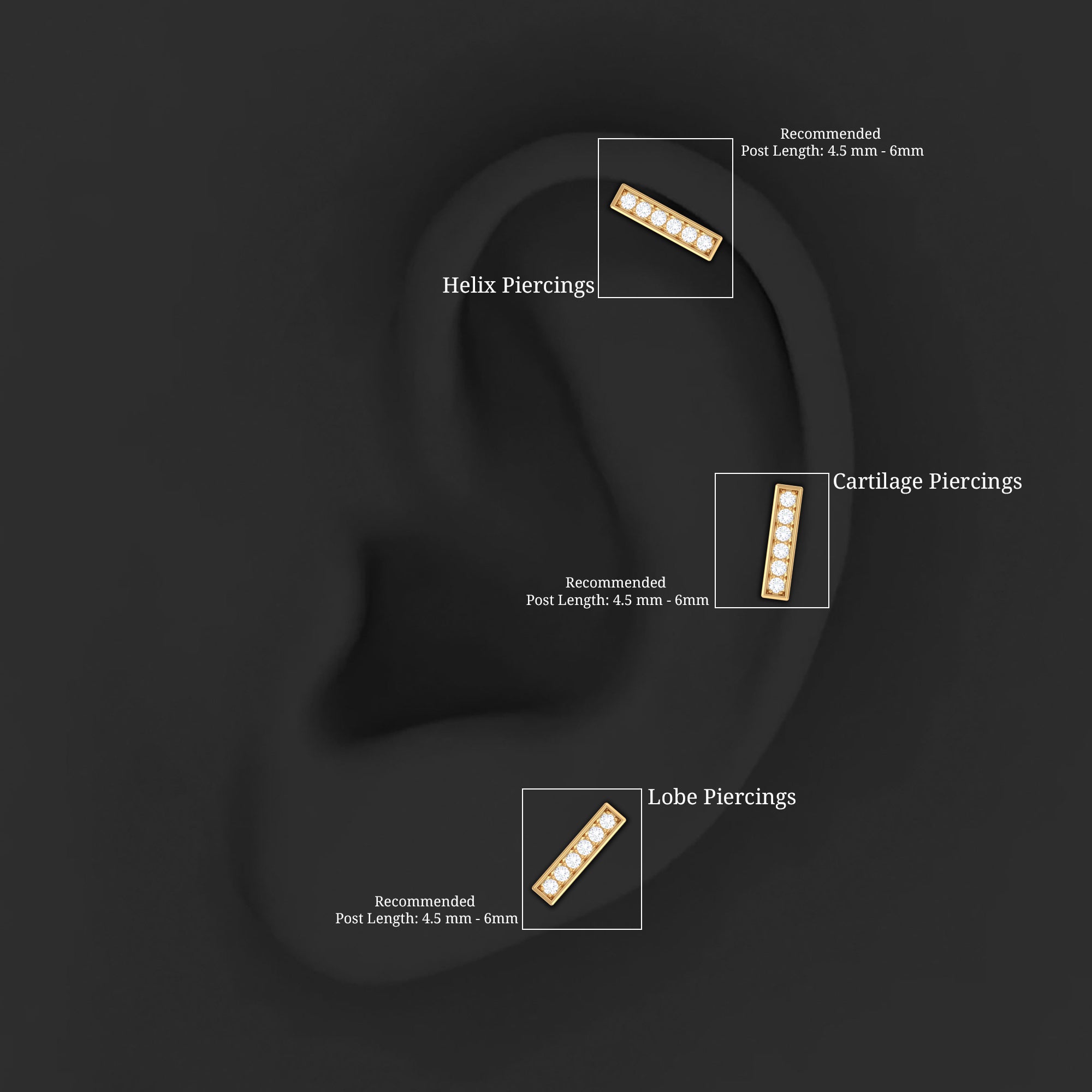 Diamond Bar Earring for Tragus Piercing Lab - ( EF-VS ) - Rosec Jewels
