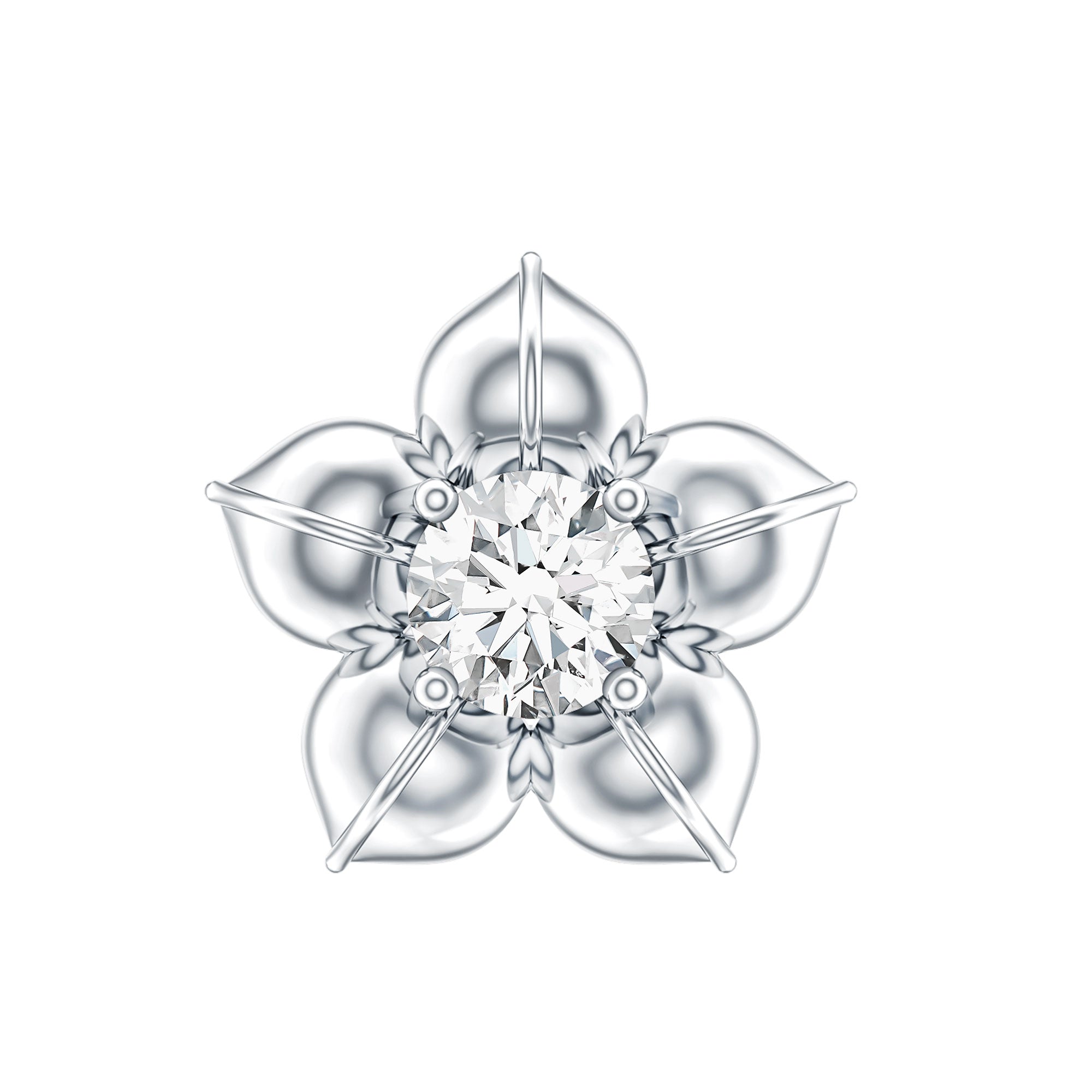 Minimal Diamond Flower Earring for Helix Piercing Lab - ( EF-VS ) - Rosec Jewels