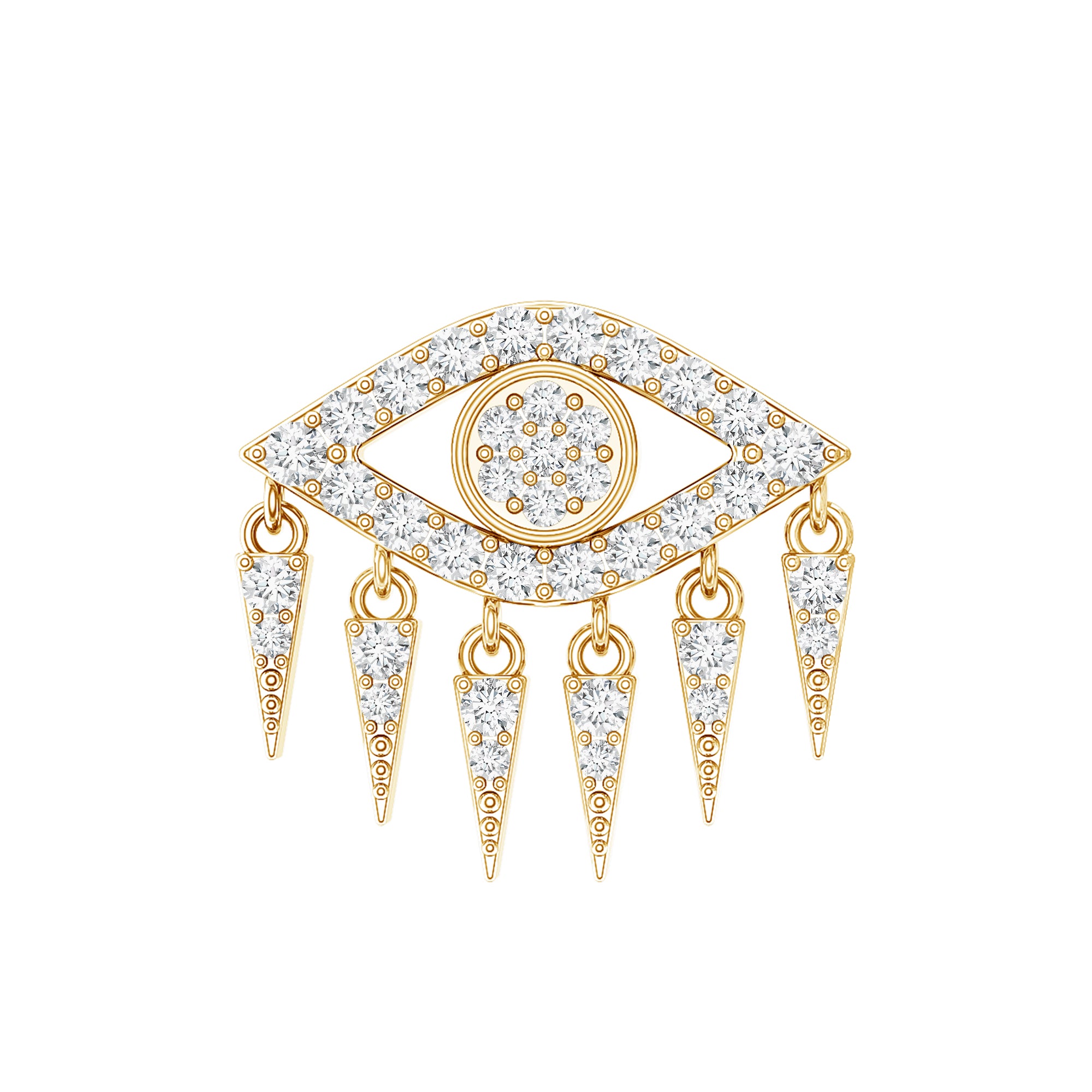 Diamond Evil Eye Earring for Upper Lobe Piercing Lab - ( EF-VS ) - Rosec Jewels