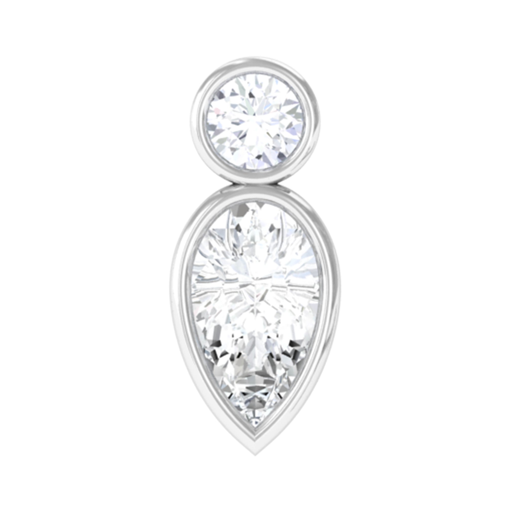 Minimal Pear Diamond Tragus Earring in Bezel Setting Lab - ( EF-VS ) - Rosec Jewels