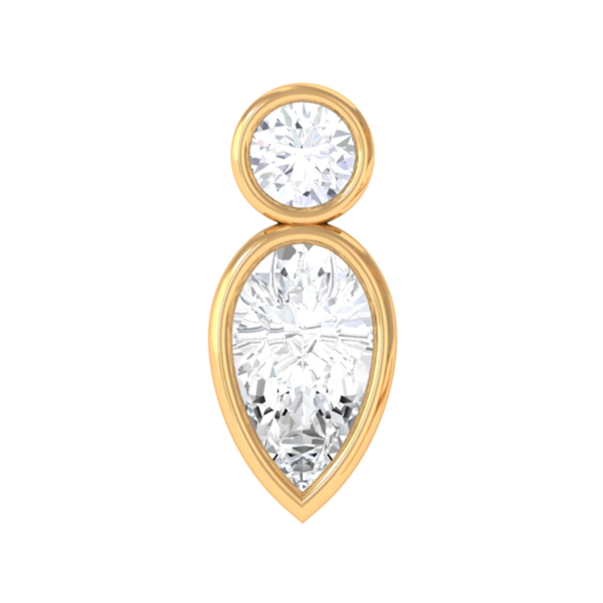 Minimal Pear Diamond Tragus Earring in Bezel Setting Lab - ( EF-VS ) - Rosec Jewels