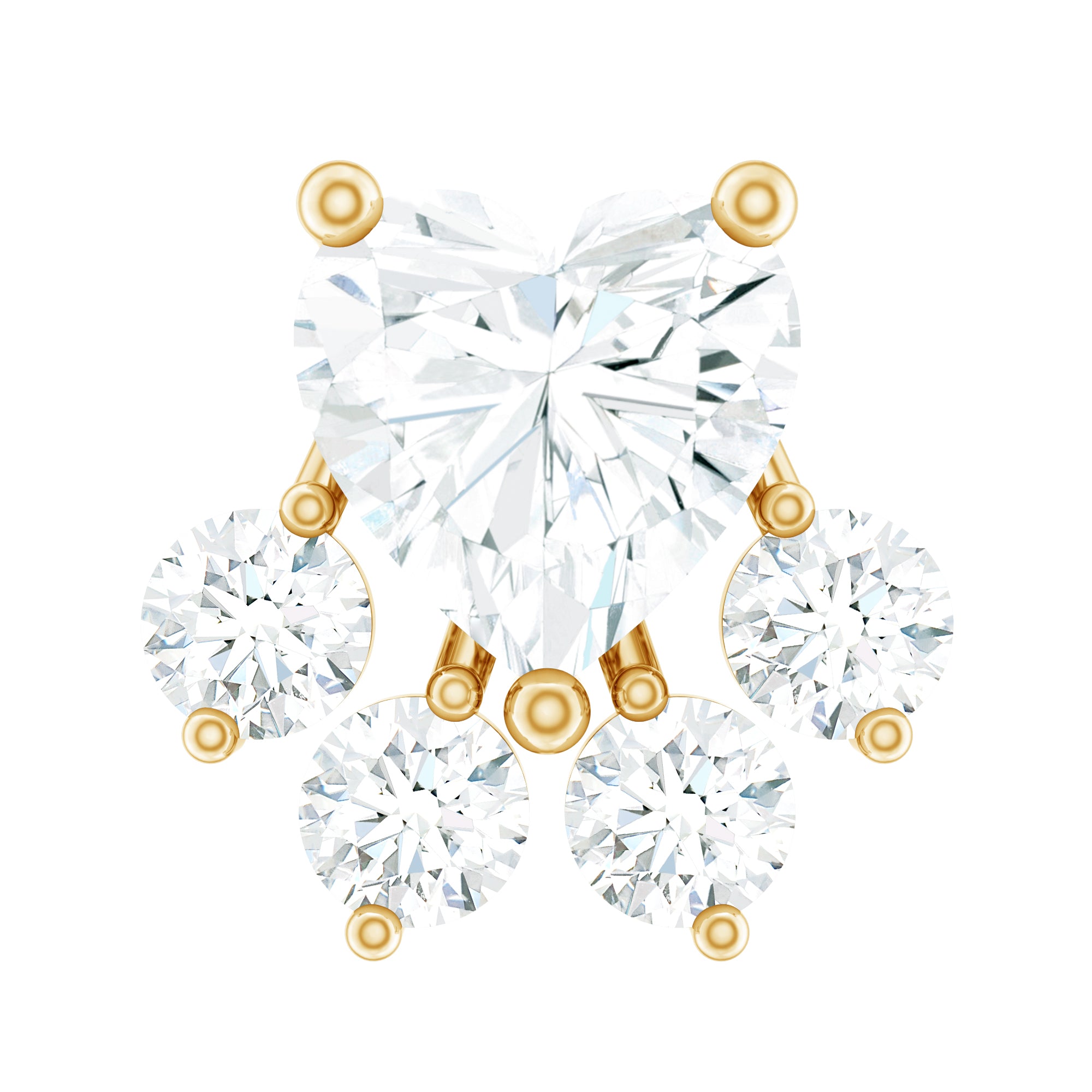 Heart Shape Diamond Dog Paw Earring for Helix Piercing Lab - ( EF-VS ) - Rosec Jewels