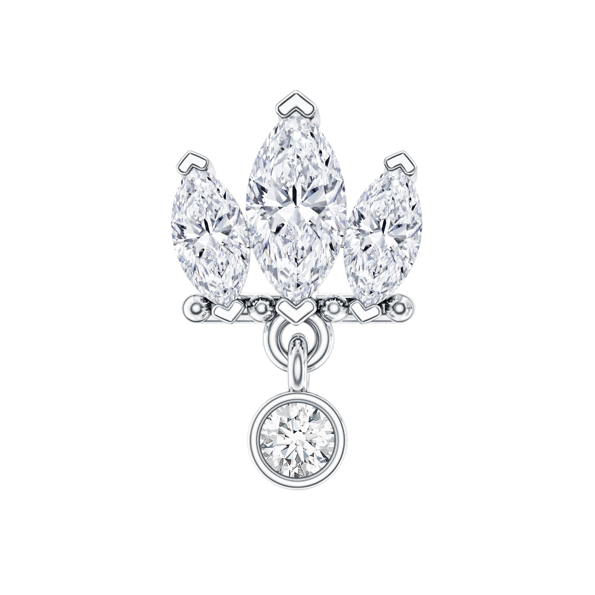 Three Marquise Shape Diamond Helix Drop Earring Lab - ( EF-VS ) - Rosec Jewels