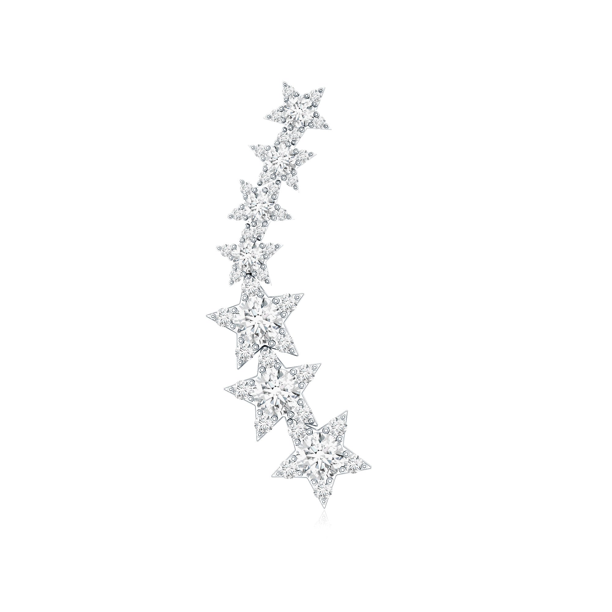 Certified Diamond Star Ear Cuff Earring for Helix Piercing Lab - ( EF-VS ) - Rosec Jewels