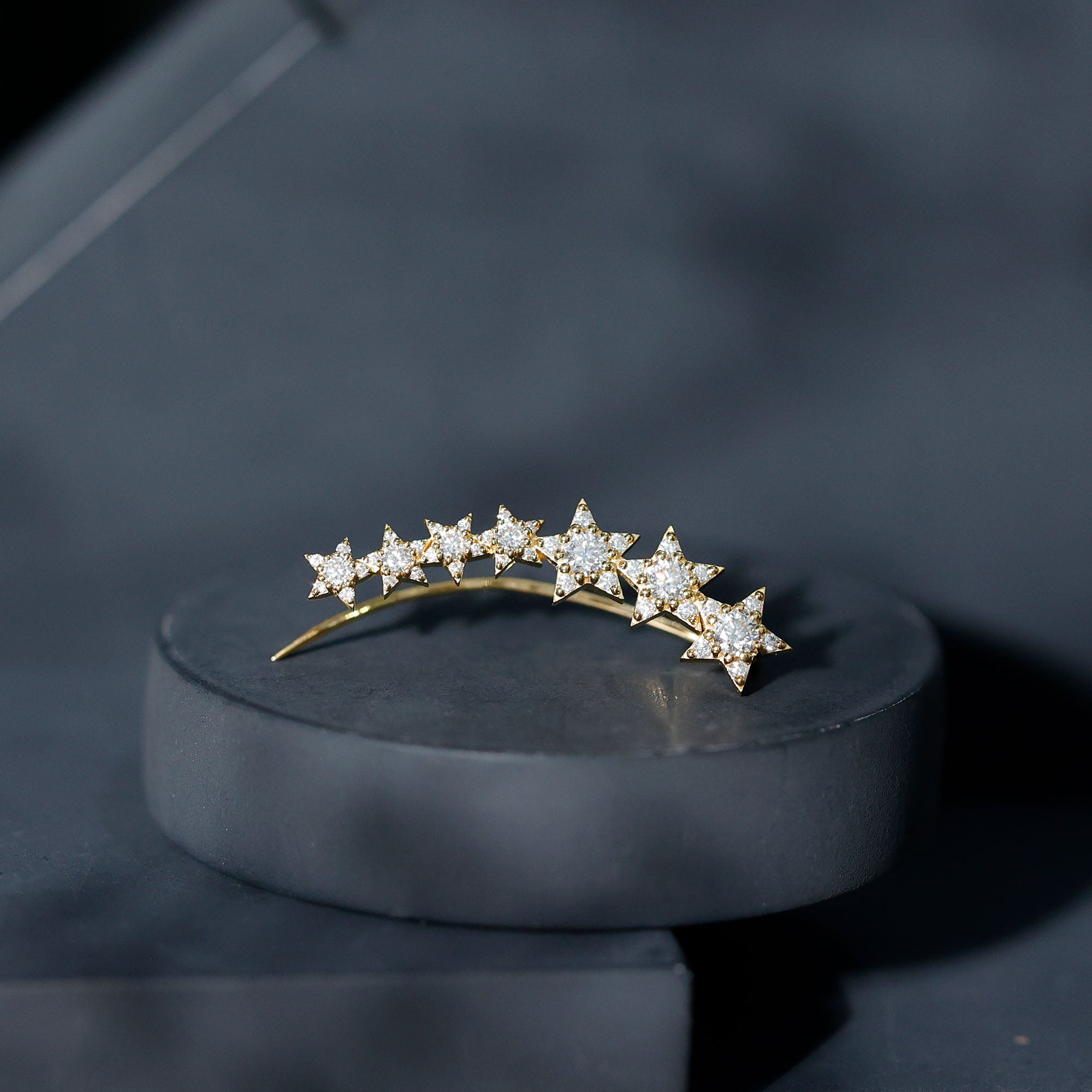 Certified Diamond Star Ear Cuff Earring for Helix Piercing Lab - ( EF-VS ) - Rosec Jewels