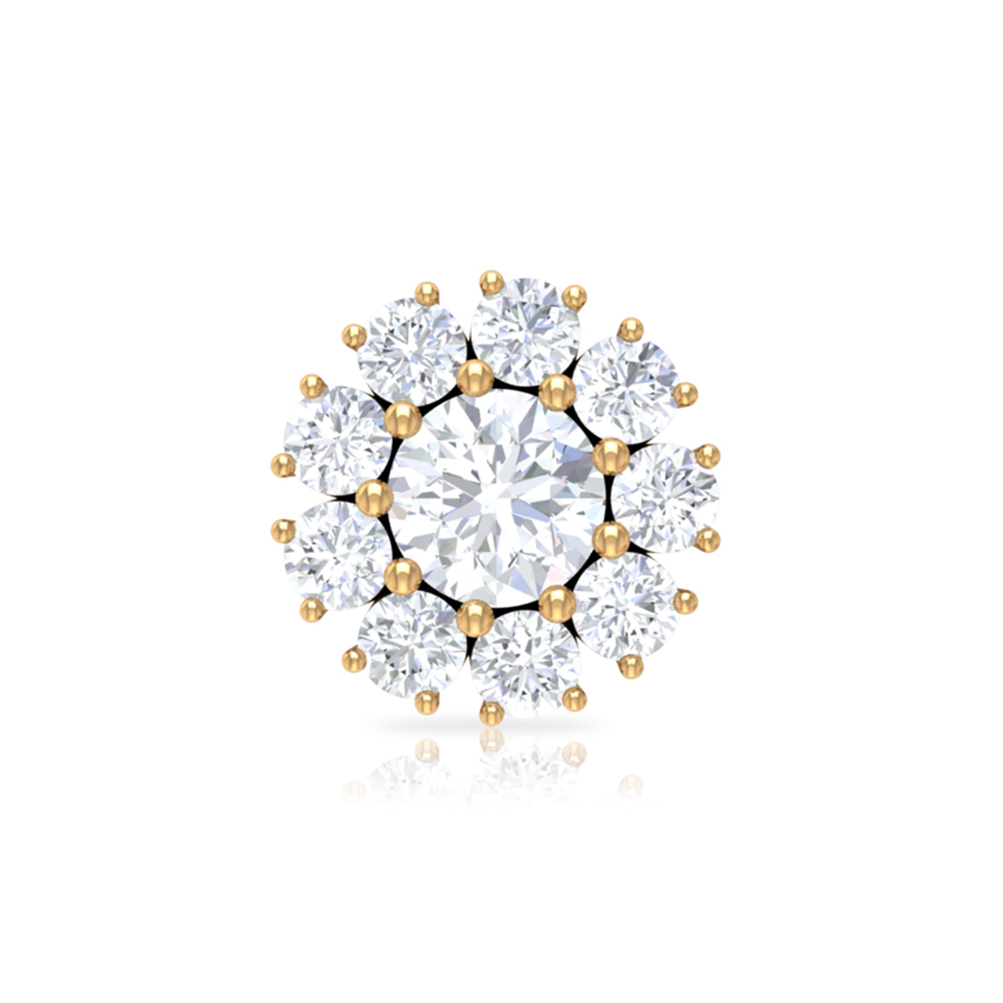 Rosec Jewels-Certified Diamond Cluster Stud Earring with Flat Back