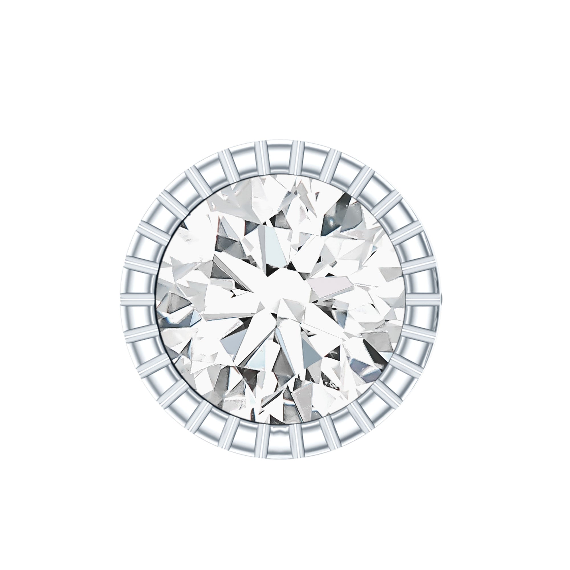 Bezel Set Diamond Solitaire Stud Earring for Helix Piercing