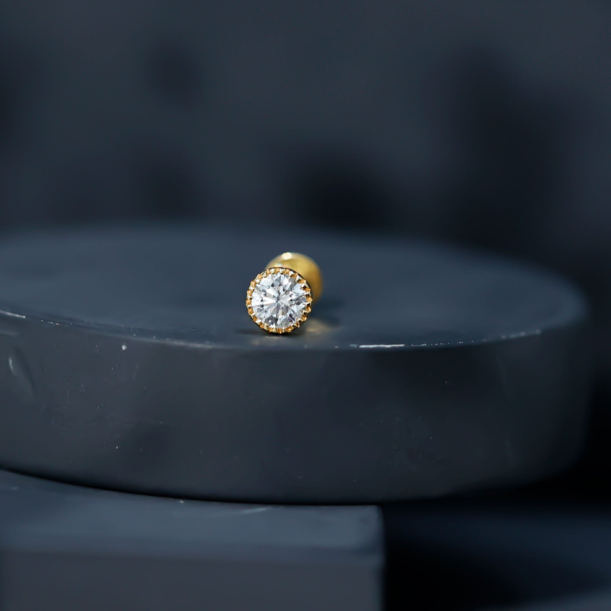 Bezel Set Diamond Solitaire Stud Earring for Helix Piercing Lab - ( EF-VS ) - Rosec Jewels