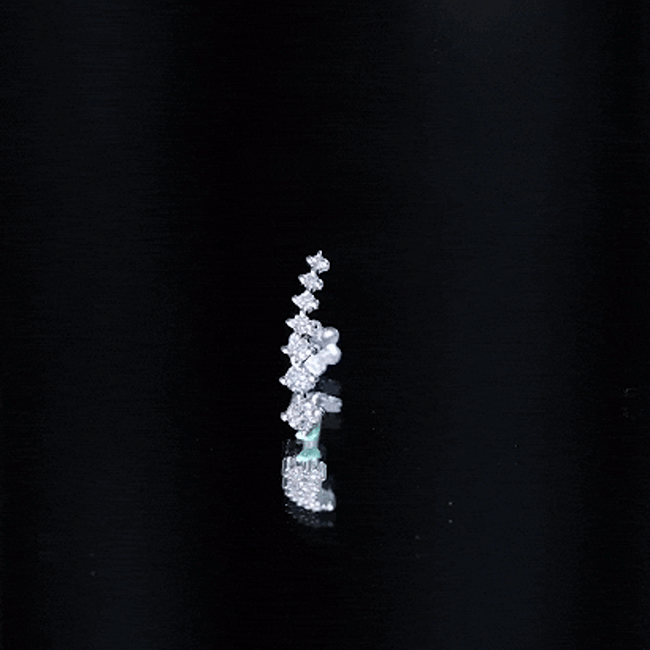 Graduated Style Diamond Ear Climber Earring Lab - ( EF-VS ) - Rosec Jewels