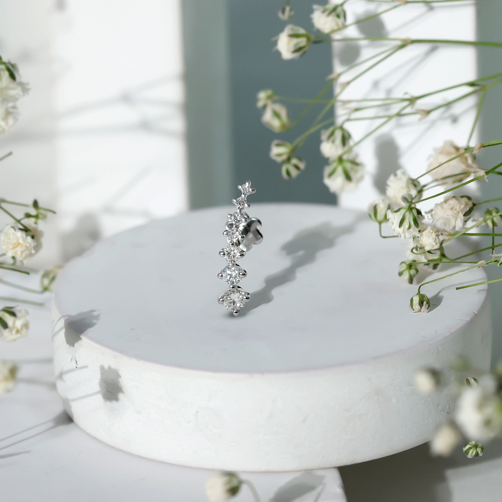 Graduated Style Diamond Ear Climber Earring Lab - ( EF-VS ) - Rosec Jewels