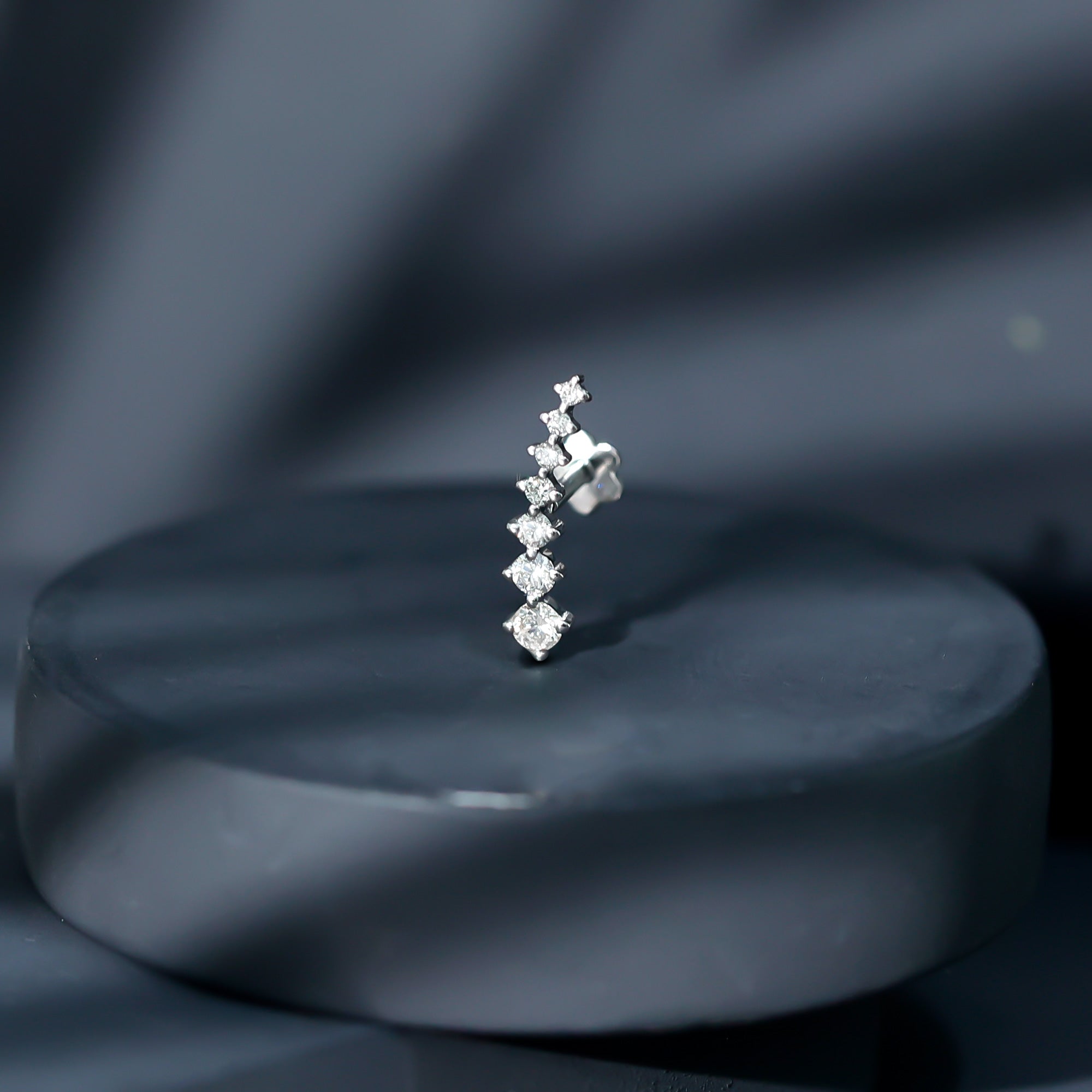 Graduated Style Diamond Ear Climber Earring Lab - ( EF-VS ) - Rosec Jewels