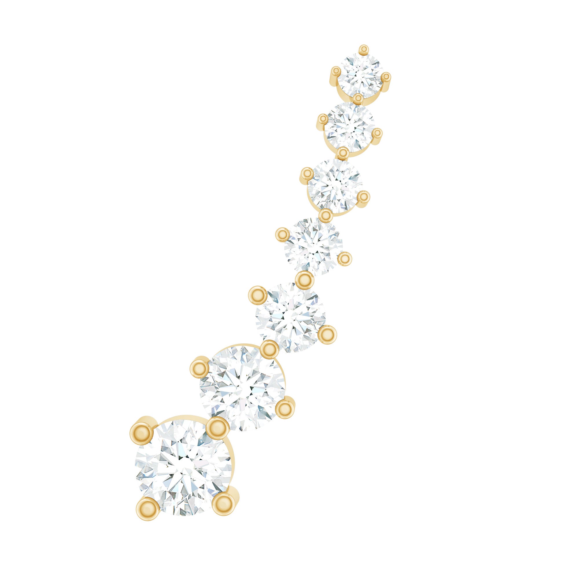 Graduated Style Diamond Ear Climber Earring Lab - ( EF-VS ) - Rosec Jewels