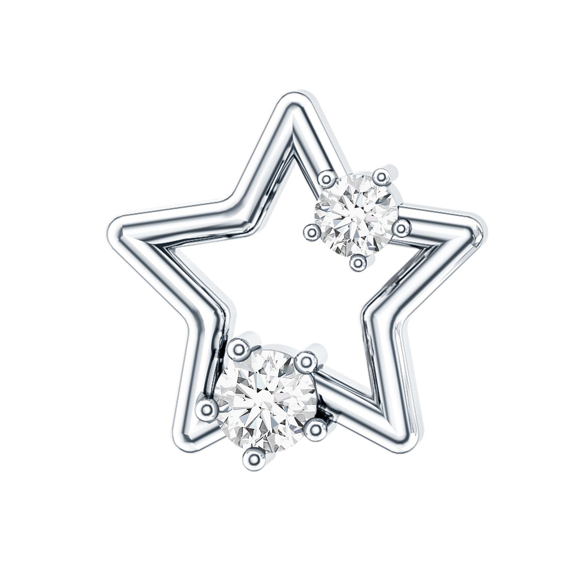 Certified Diamond Star Earring for Upper Lobe Piercing Lab - ( EF-VS ) - Rosec Jewels