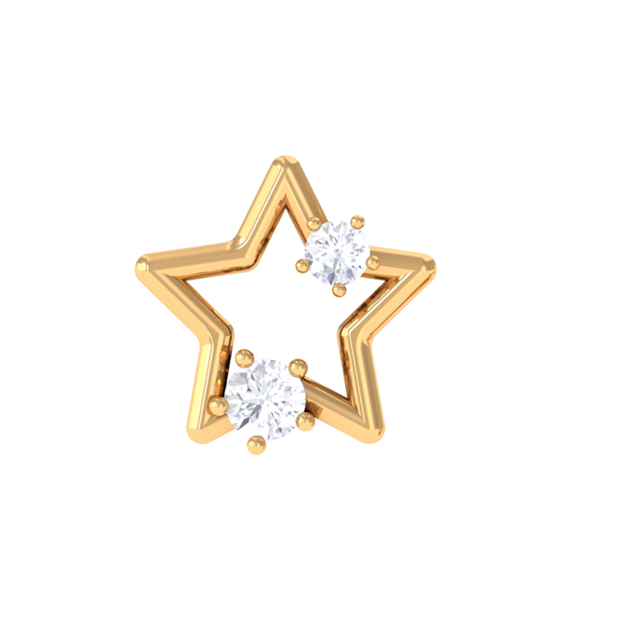 Rosec Jewels-Certified Diamond Star Earring for Upper Lobe Piercing