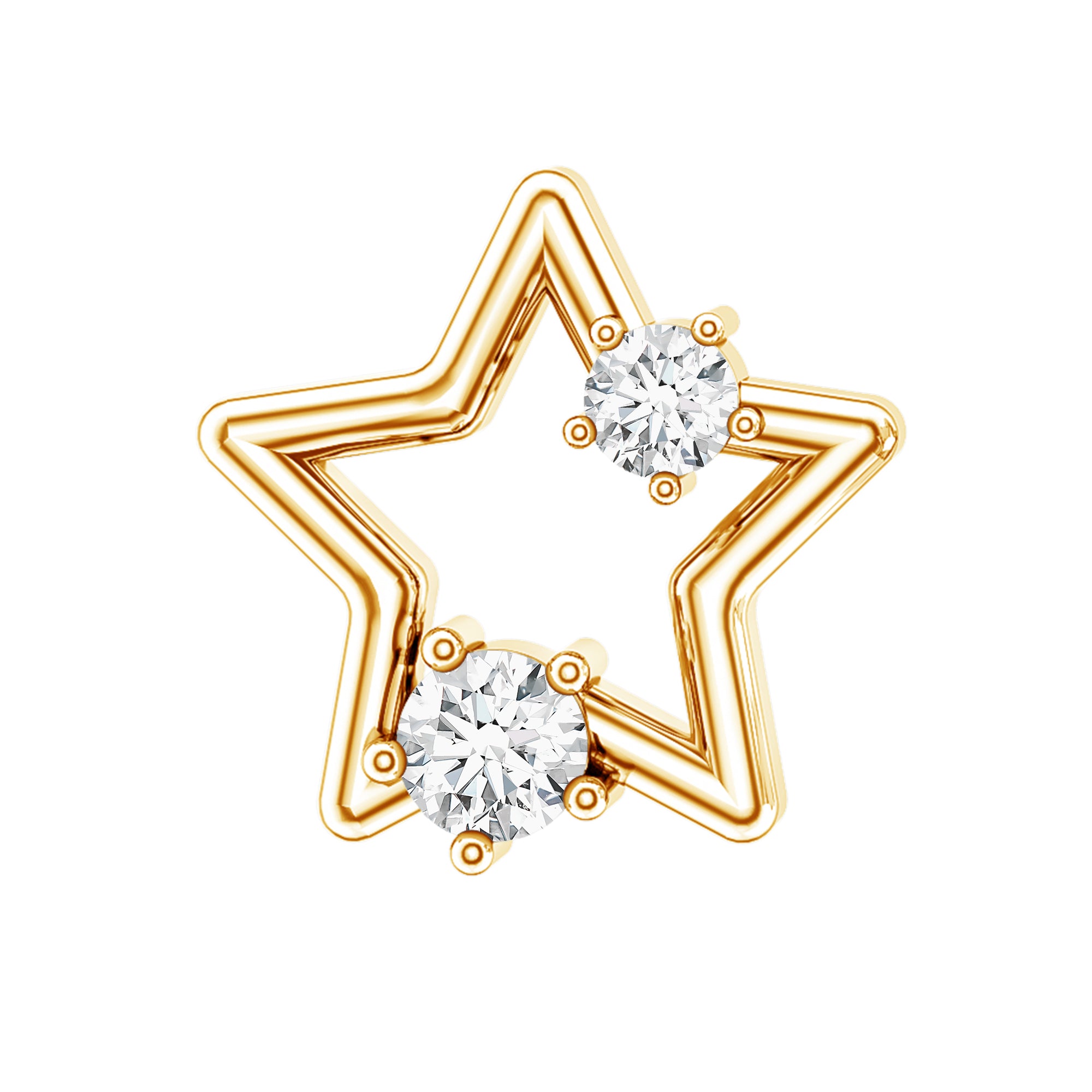 Certified Diamond Star Earring for Upper Lobe Piercing Lab - ( EF-VS ) - Rosec Jewels