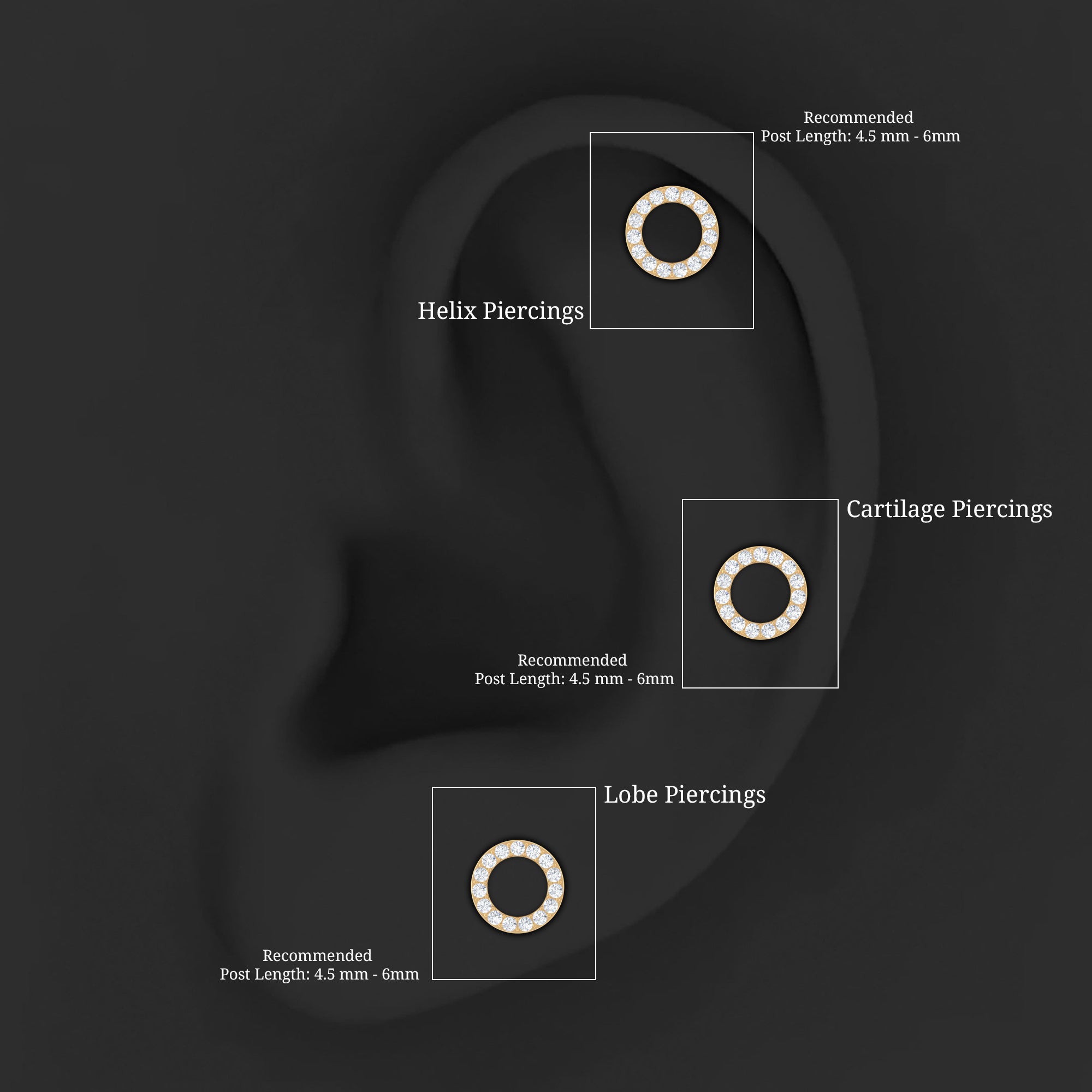 Simple Diamond Open Circle Earring with Flat Back Lab - ( EF-VS ) - Rosec Jewels