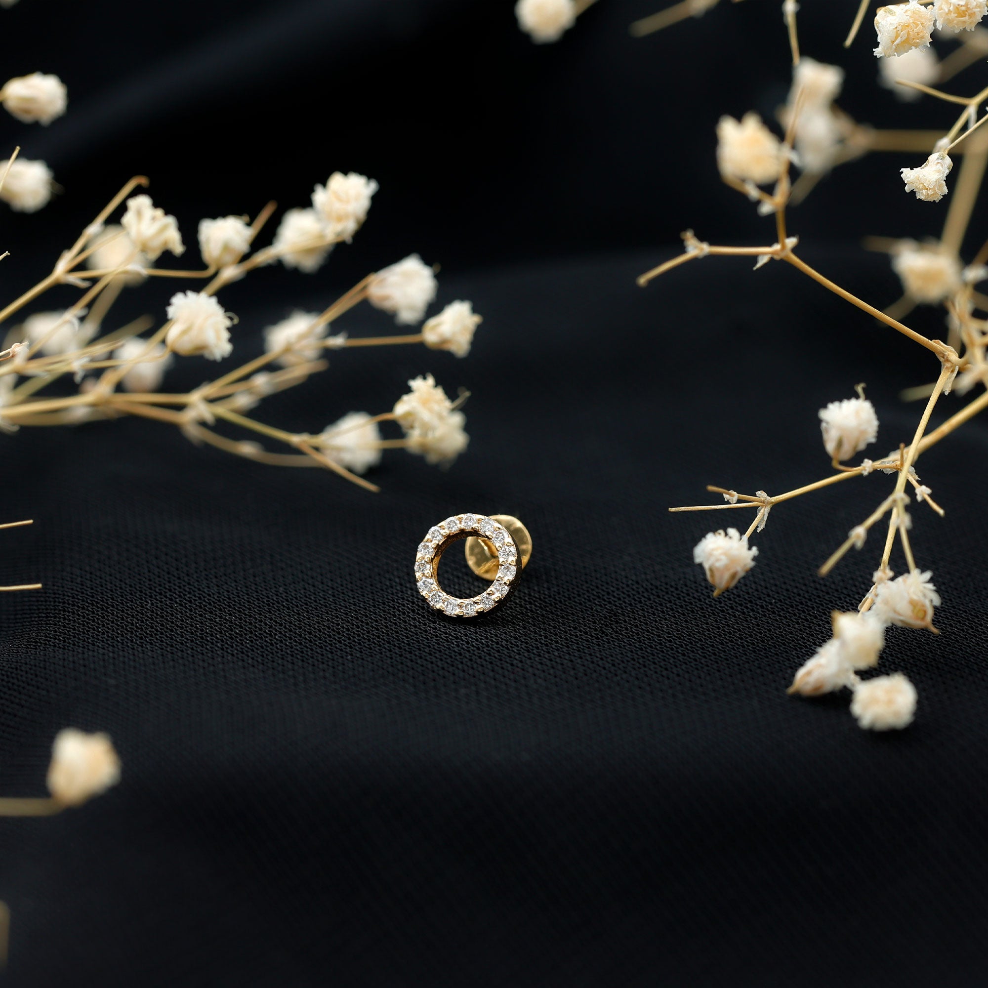 Simple Diamond Open Circle Earring with Flat Back Lab - ( EF-VS ) - Rosec Jewels