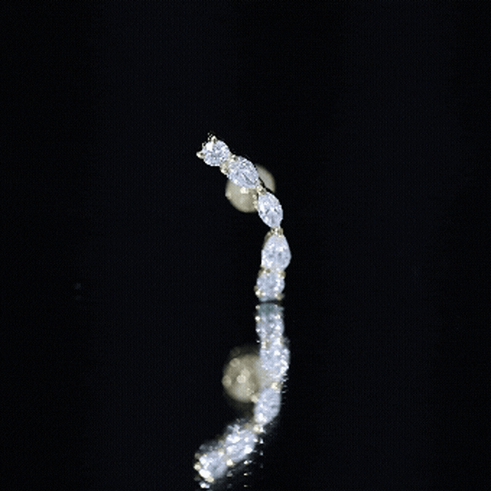 Pear Diamond Ear Crawler Earring for Helix Piercing Lab - ( EF-VS ) - Rosec Jewels