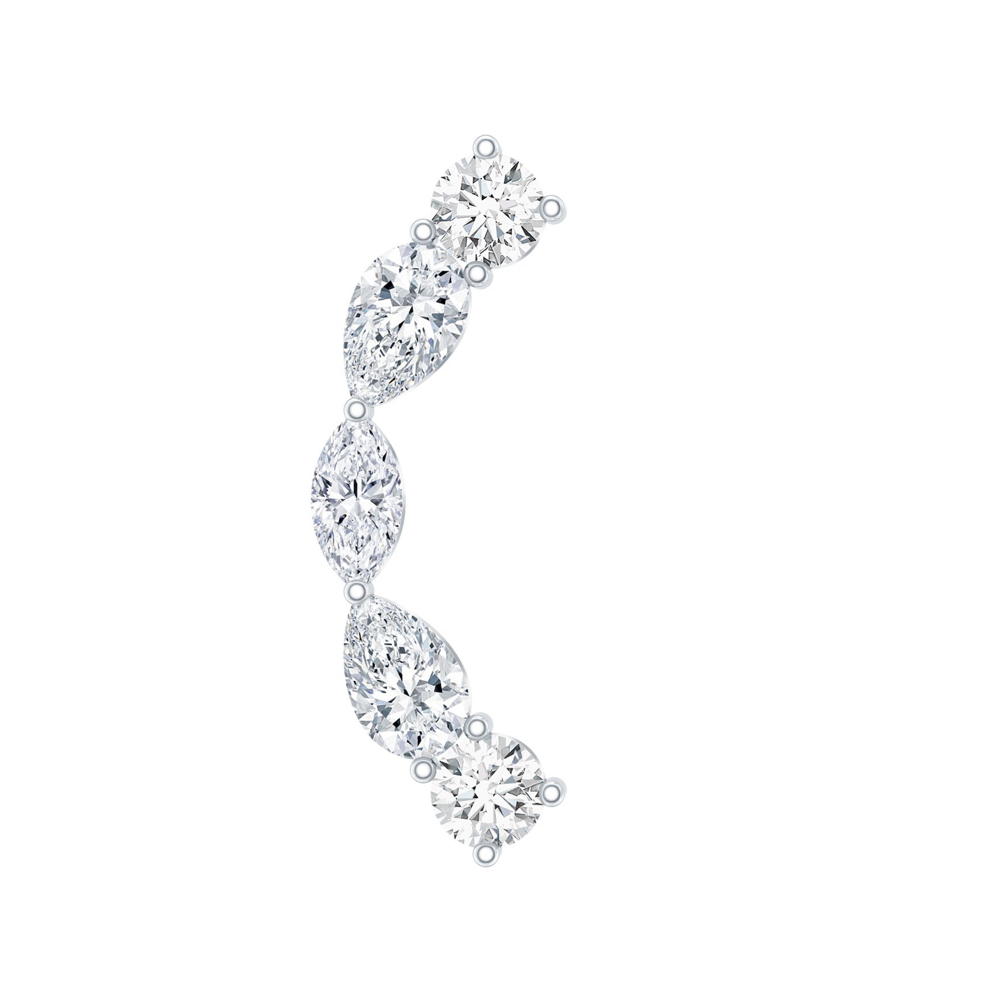Pear Diamond Ear Crawler Earring for Helix Piercing Lab - ( EF-VS ) - Rosec Jewels