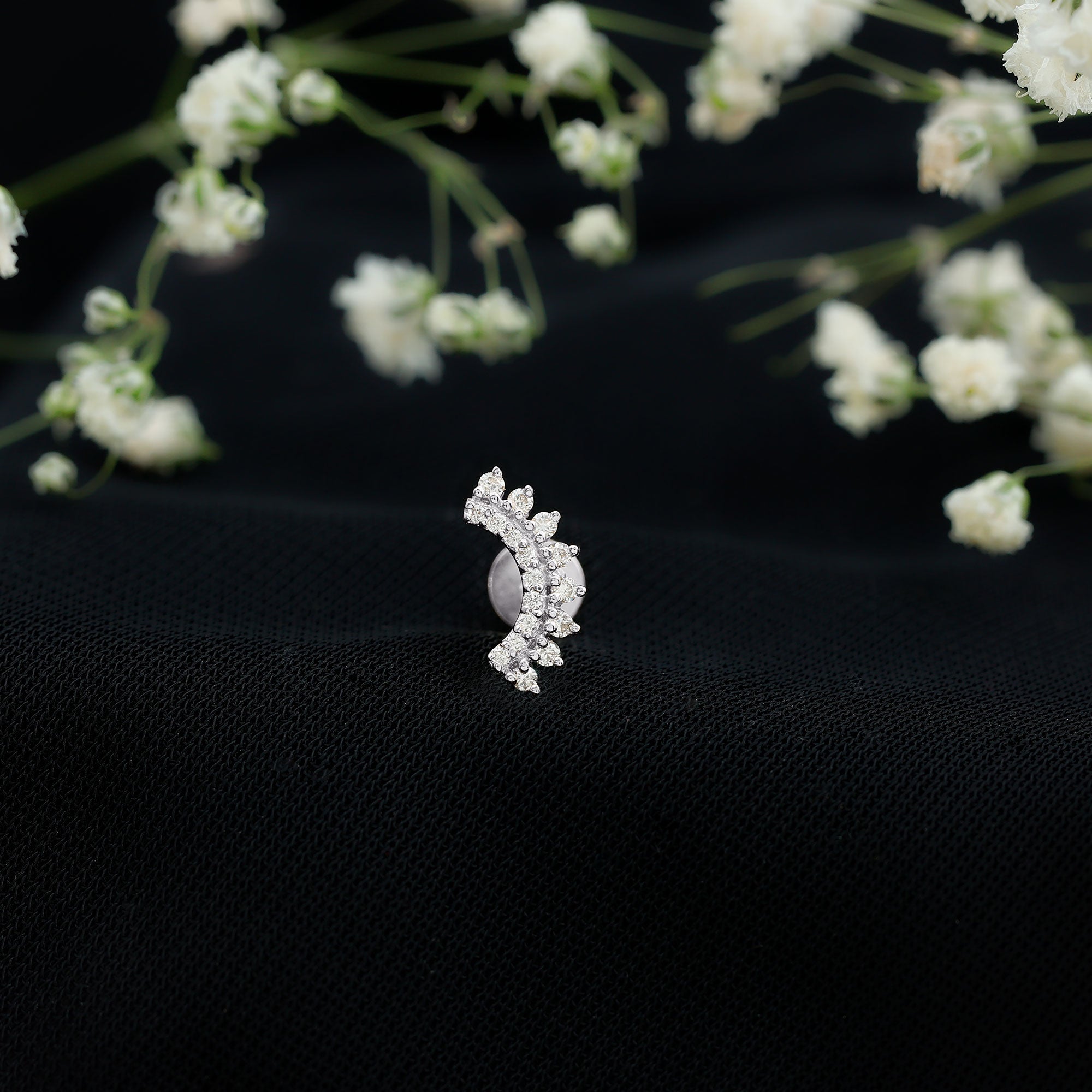 Certified Diamond Curved Cartilage Earring Lab - ( EF-VS ) - Rosec Jewels