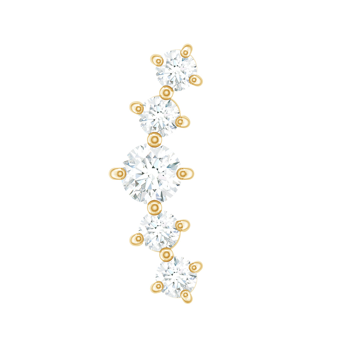 Graduated Style Diamond Crawler Earring for Women Lab - ( EF-VS ) - Rosec Jewels