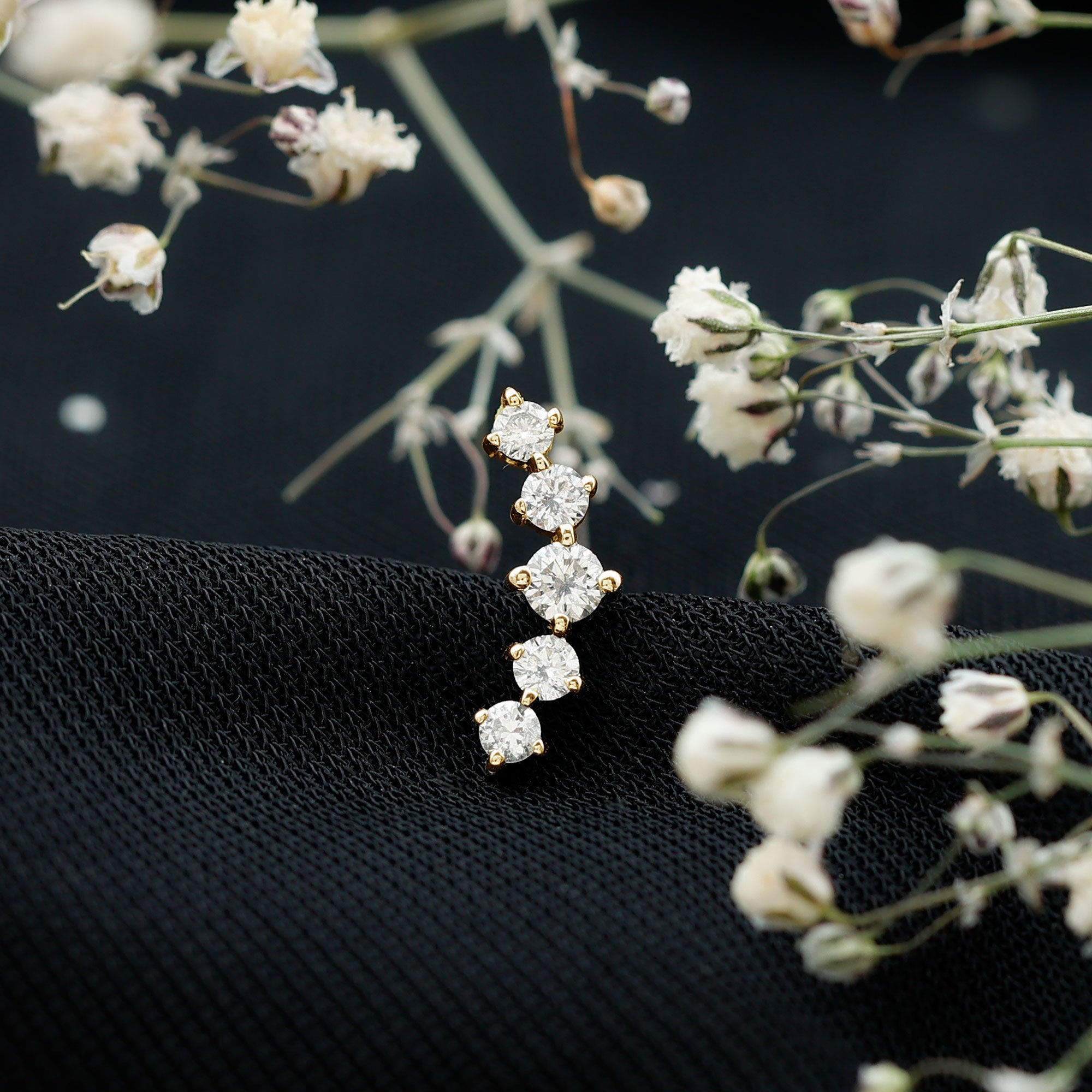 Graduated Style Diamond Crawler Earring for Women Lab - ( EF-VS ) - Rosec Jewels