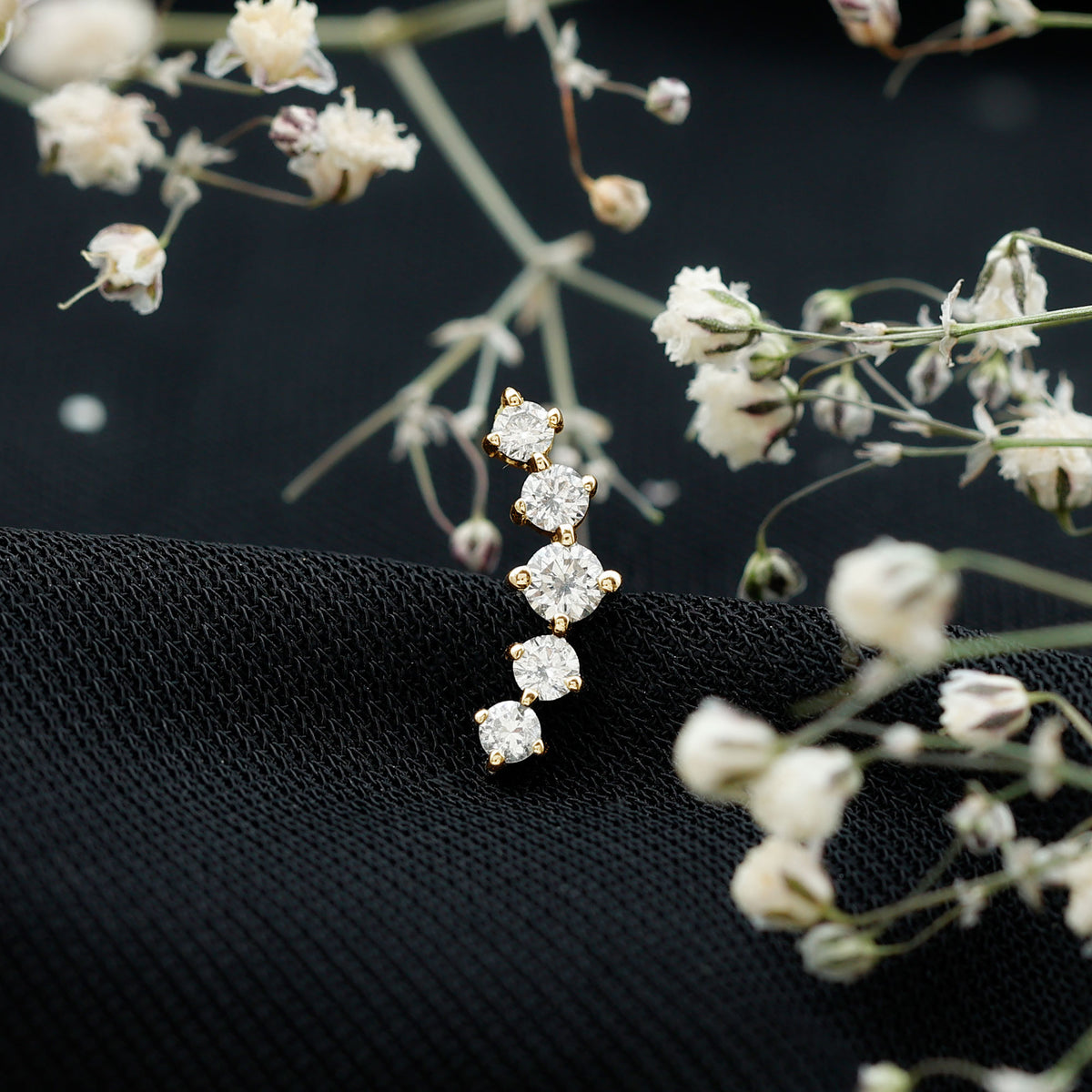 Graduated Style Diamond Crawler Earring for Women Lab - ( EF-VS ) - Rosec Jewels