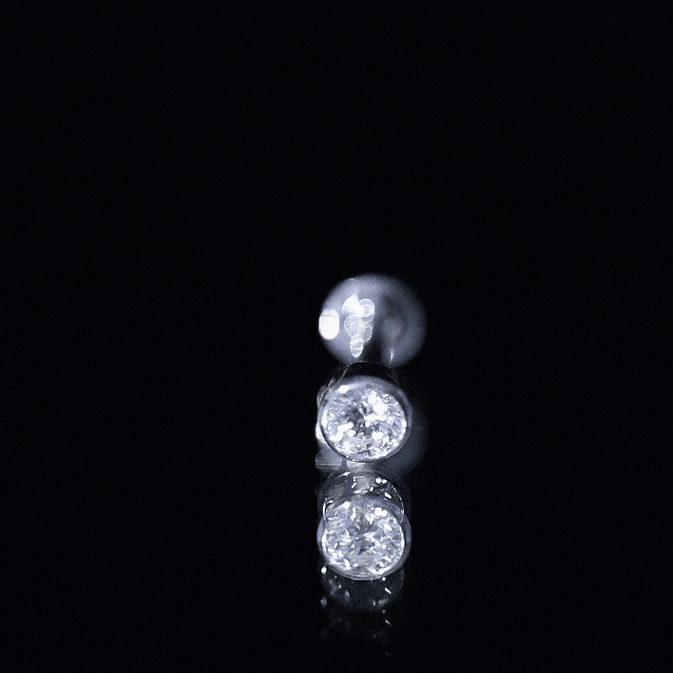 Bezel Set Diamond Cartilage Earring with Flat Back Lab - ( EF-VS ) - Rosec Jewels