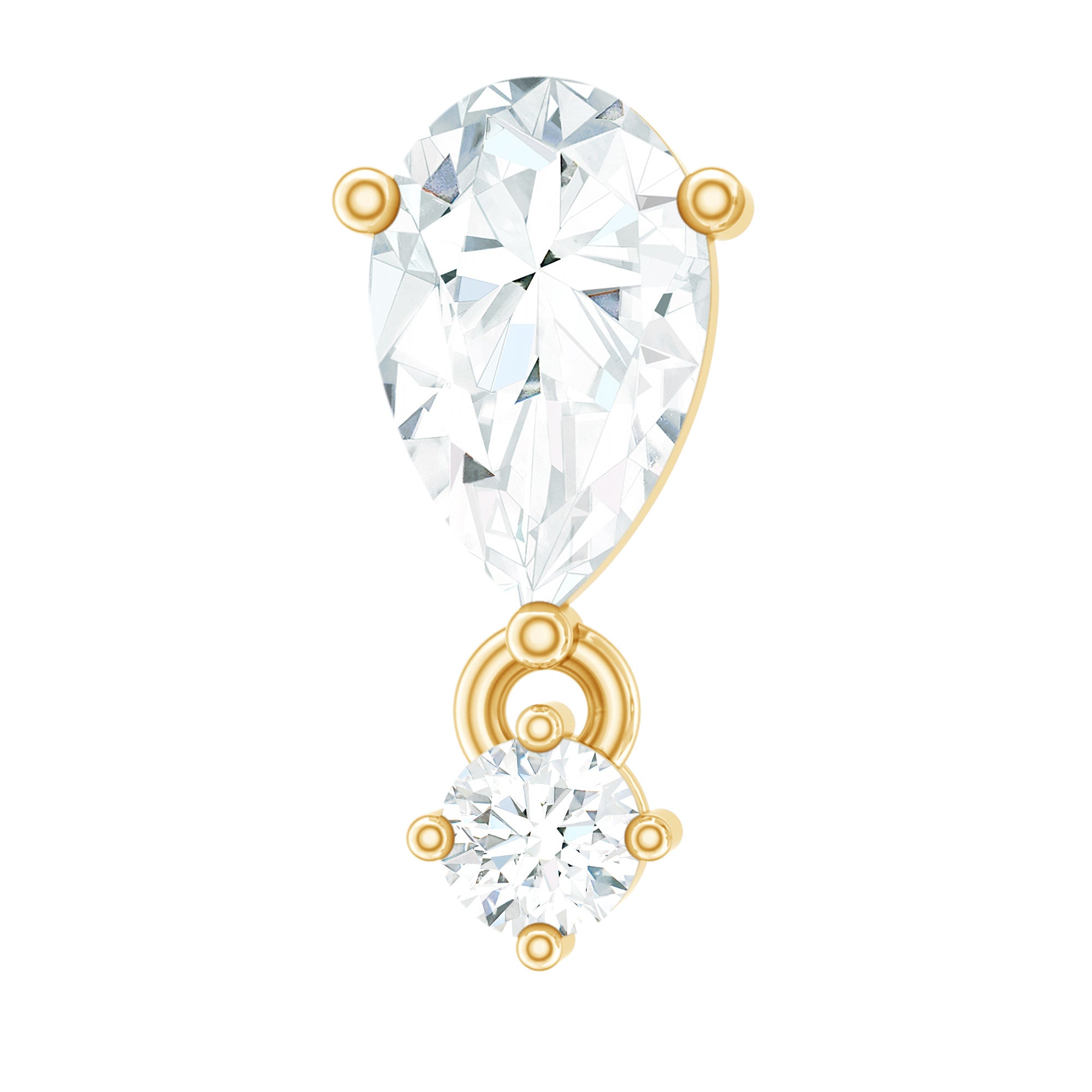 Pear Diamond Drop Earring for Helix Piercing Lab - ( EF-VS ) - Rosec Jewels