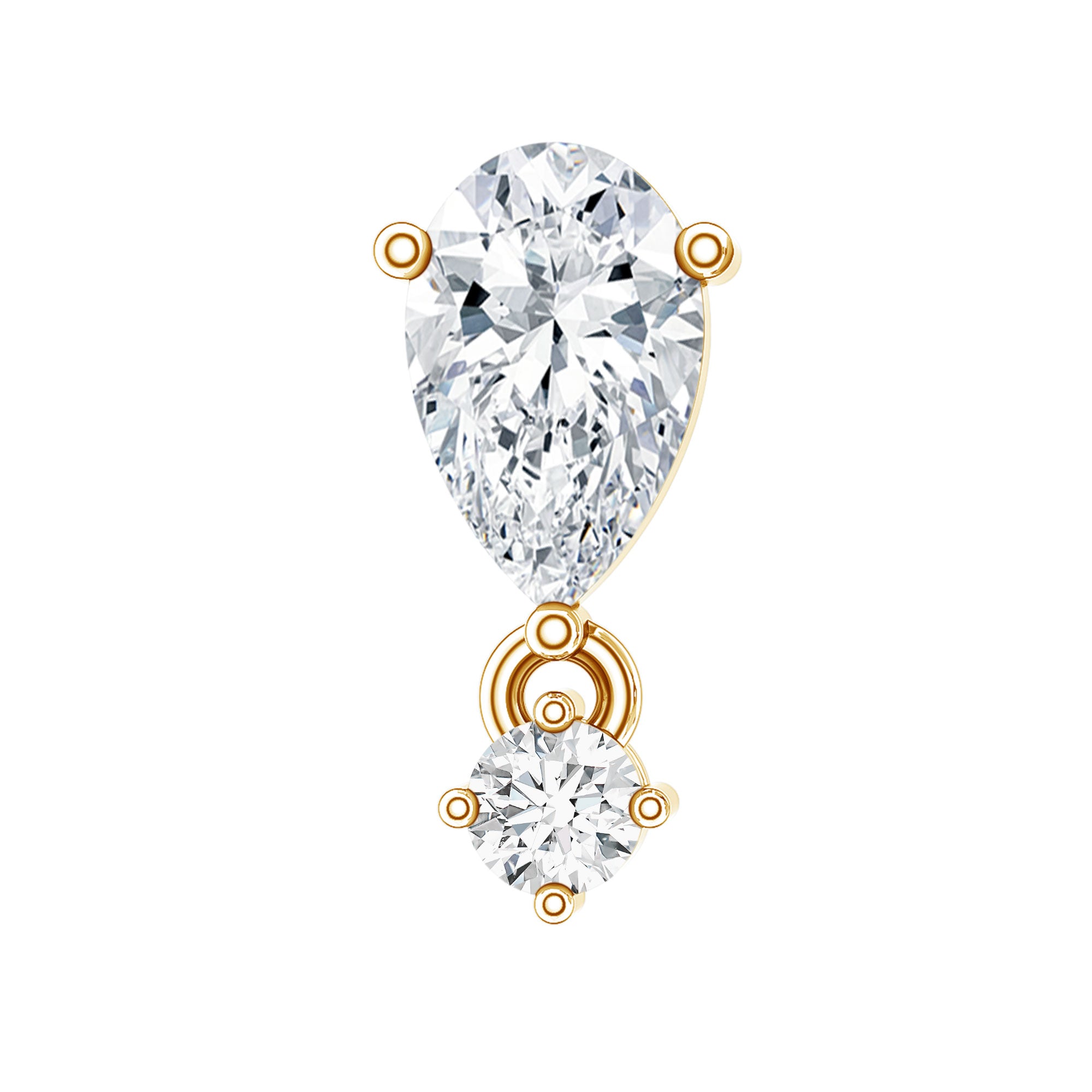 Pear Diamond Drop Earring for Helix Piercing Lab - ( EF-VS ) - Rosec Jewels