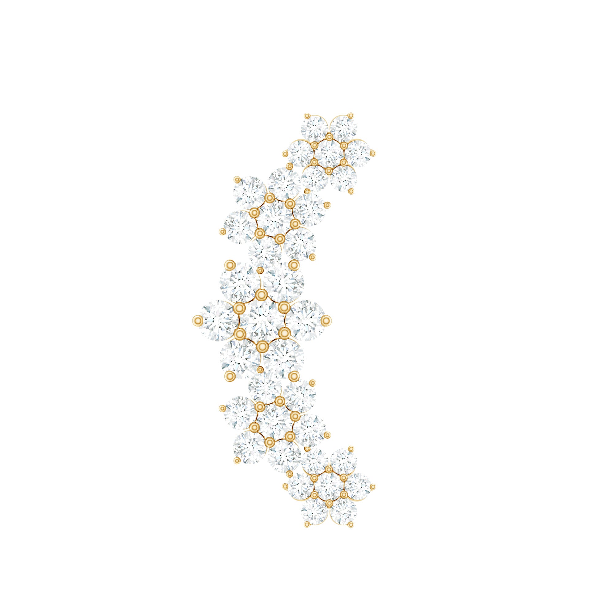 Diamond Flower Ear Crawler Earring Lab - ( EF-VS ) - Rosec Jewels