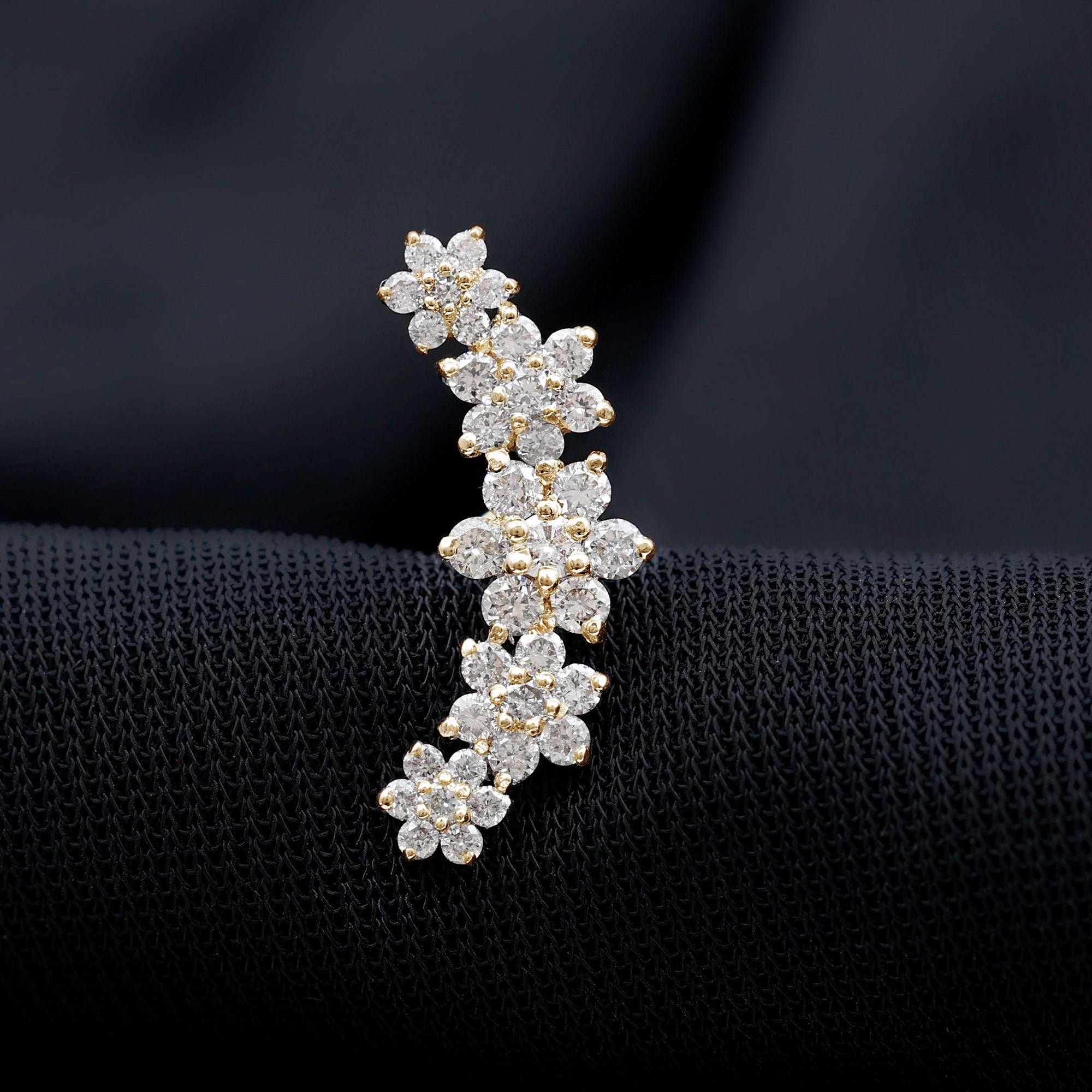 Diamond Flower Ear Crawler Earring Lab - ( EF-VS ) - Rosec Jewels