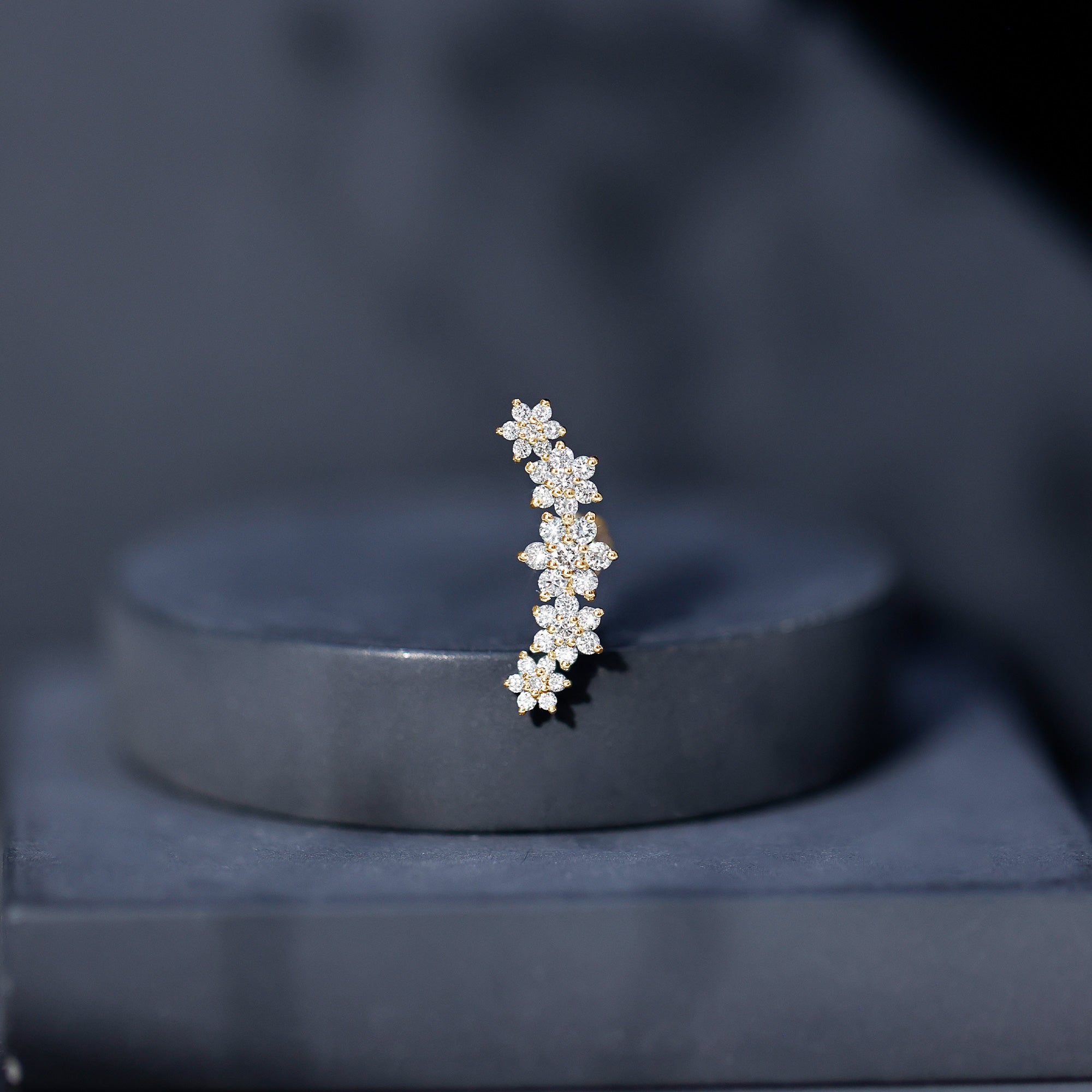 Diamond Flower Ear Crawler Earring Lab - ( EF-VS ) - Rosec Jewels