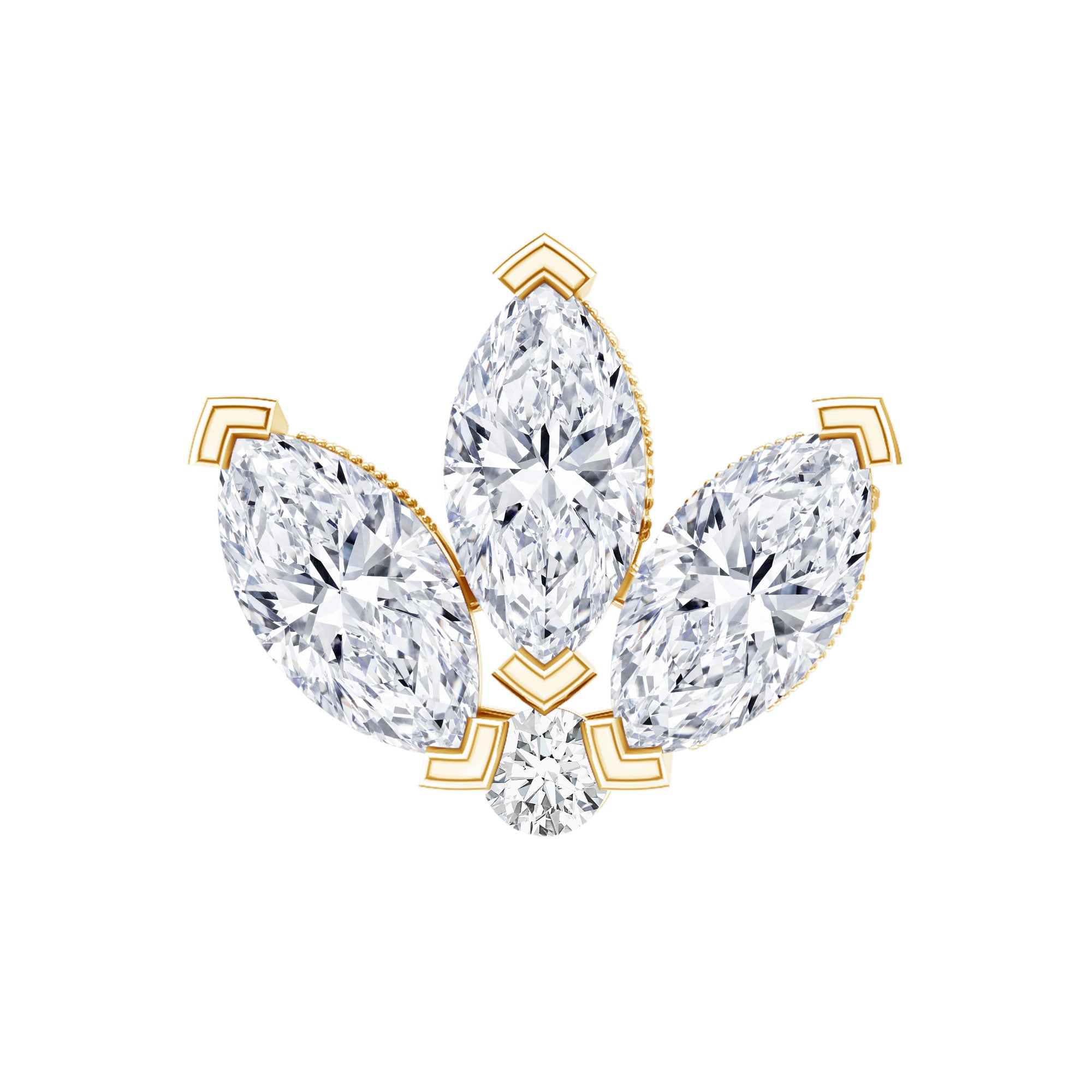 Marquise Diamond Lotus Flower Earring for Helix Piercing Lab - ( EF-VS ) - Rosec Jewels