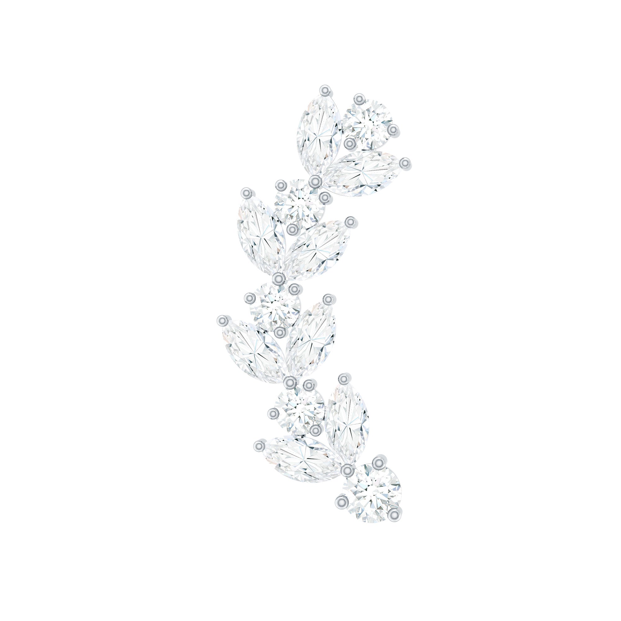 Nature Inspired Diamond Leaf Crawler Helix Earring